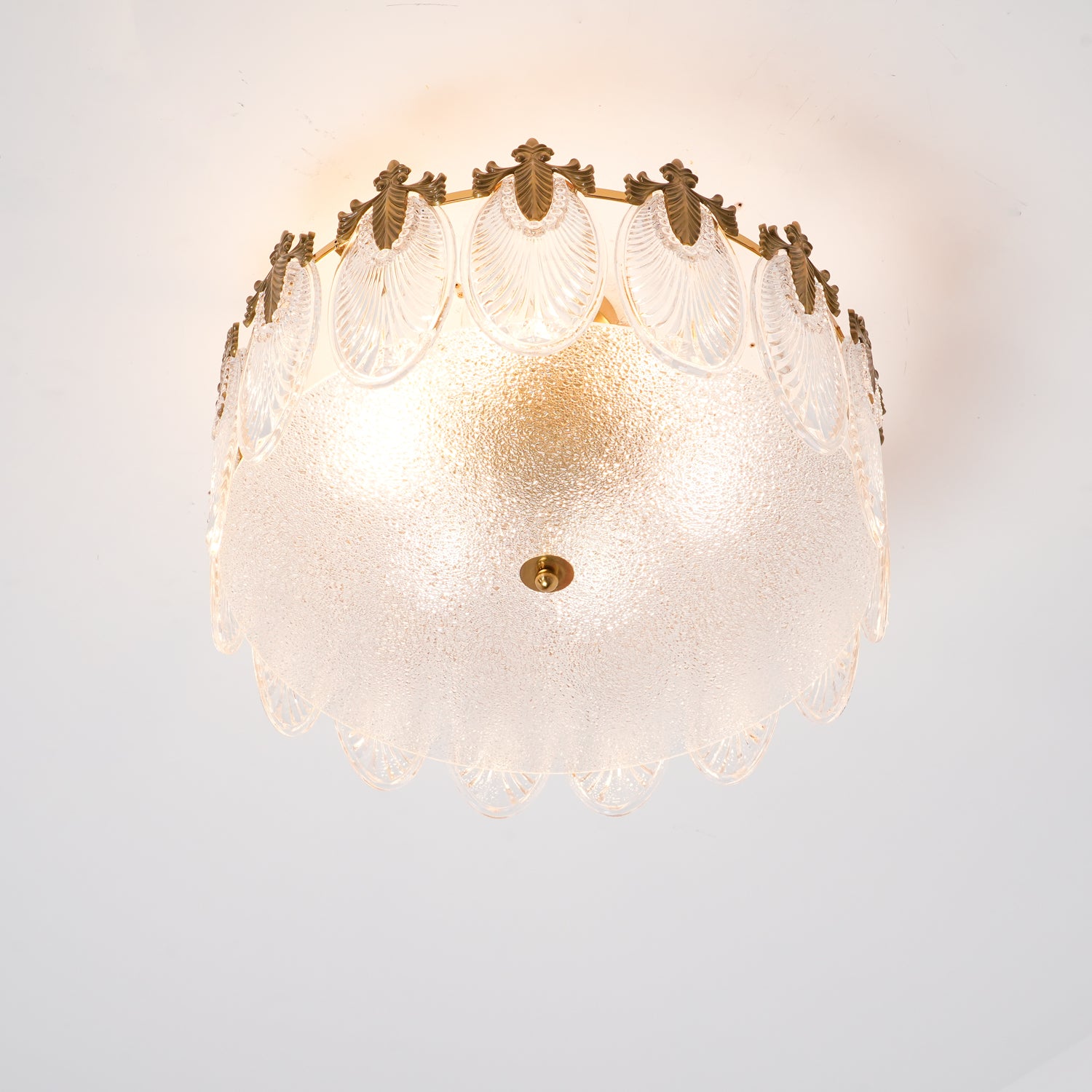 Elegant Decorative Pattern Glass Round Chandelier - Modern Crystal Ceiling Light Fixture for Dining Room, Bedroom, Living Room & Foyer Lighting
