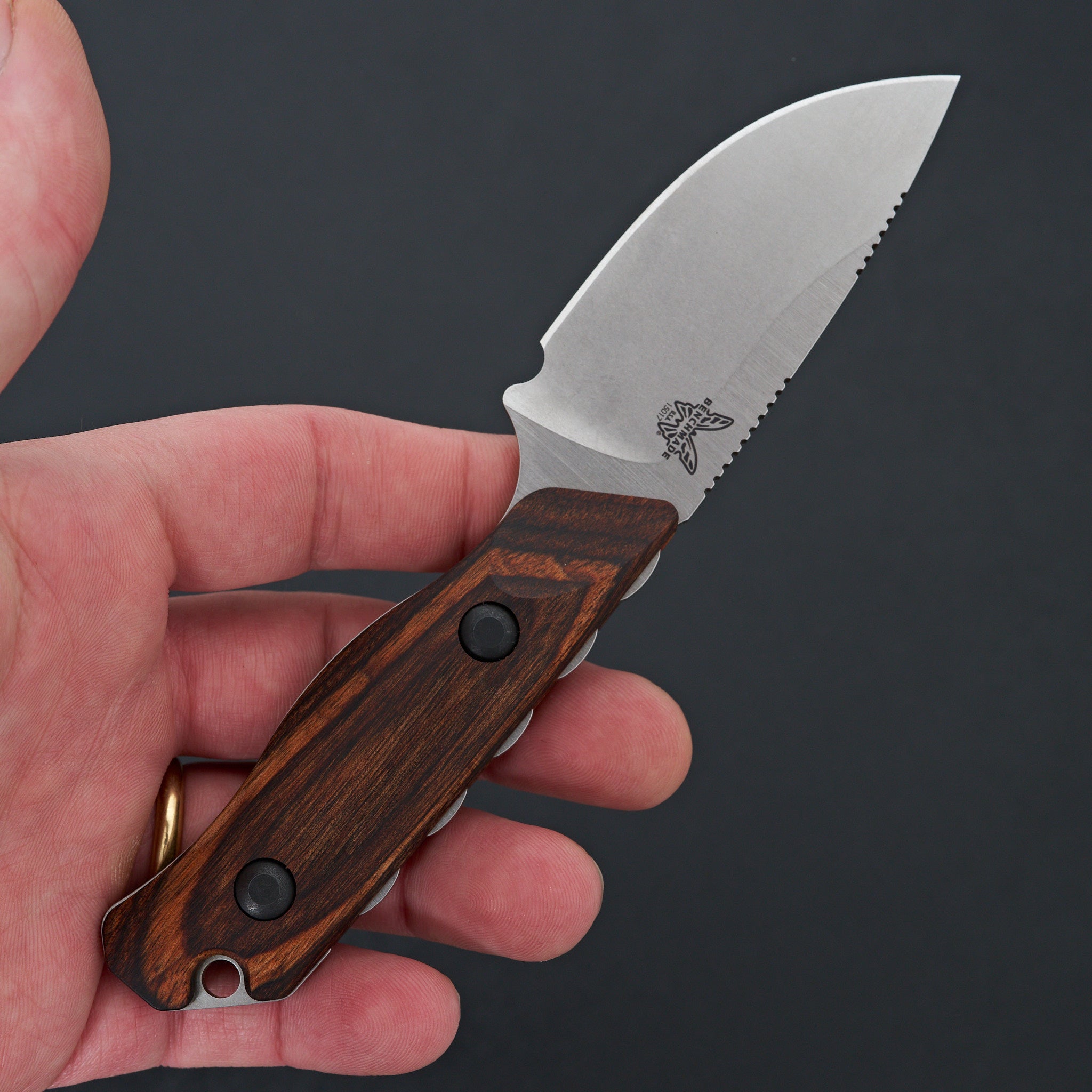 Benchmade Hidden Canyon Hunter Knife - Premium Stabilized Wood Handle, Fixed Blade for Outdoor, Hunting, and Survival - Perfect for Camping, Bushcraft, and Everyday Carry (EDC)