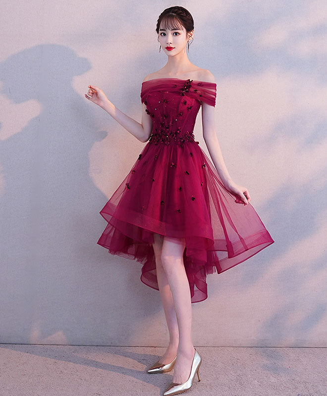 Elegant Burgundy Tulle Short Prom Dress | Homecoming Party Dress for Teens | Perfect for Dances, Formals & Special Occasions