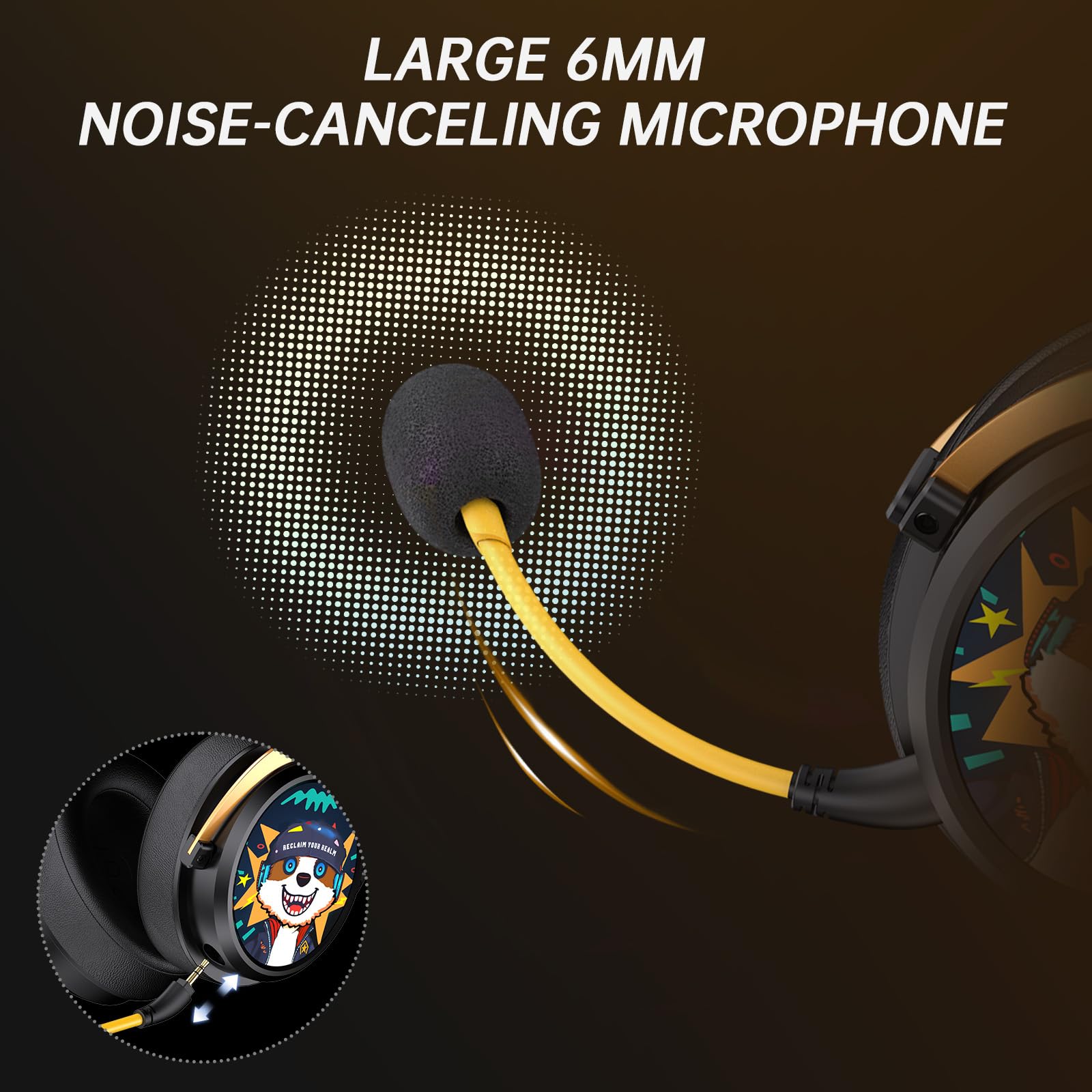 Wireless Gaming Headset with 7.1 Surround Sound & Bluetooth 5.4 - 2.4GHz USB Noise Canceling Headphones for PC, PS5, PS4, Mac, Switch - 6mm Mic & 3.5mm Wired Option - Perfect for Competitive Gaming & Online Chat (Black)