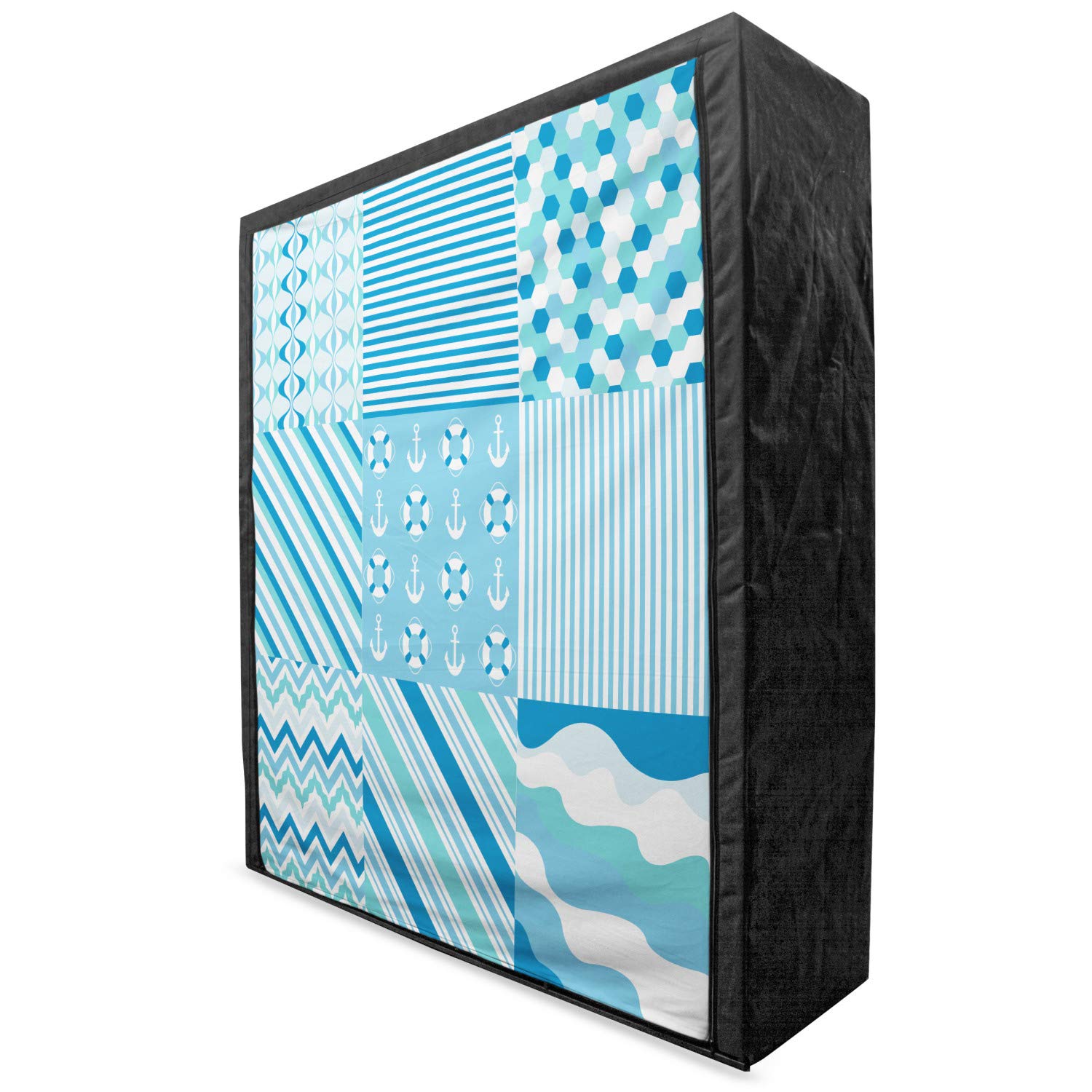 Ambesonne Nautical Fabric Wardrobe - Portable Clothing Organizer with Shelves, 59