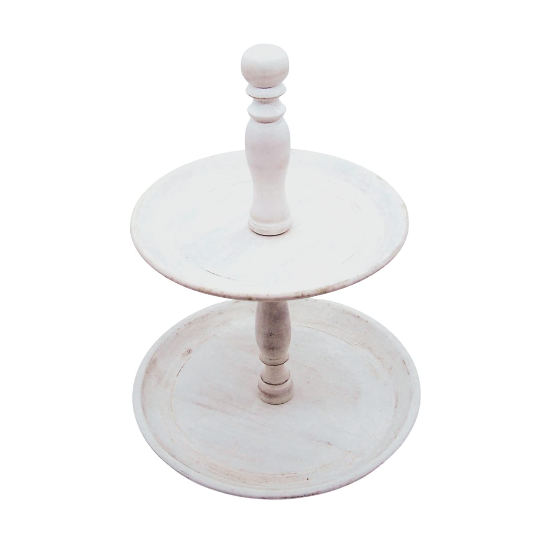 Whitewashed 2-Tier Round Wooden Riser - 11 Inch Rustic Farmhouse Decor for Dessert Display & Appetizer Stand | Perfect for Weddings, Parties & Home Decor