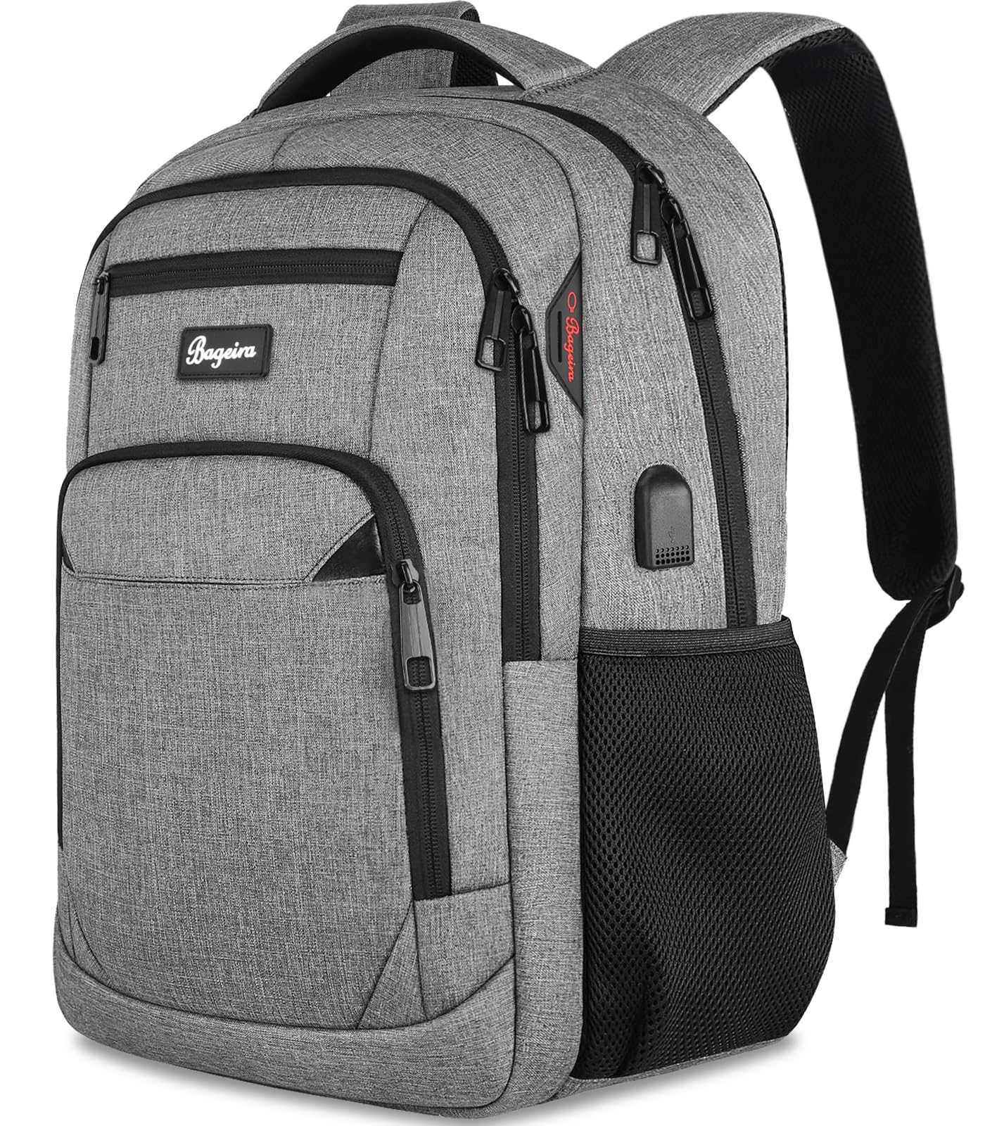 Durable 15.6 Inch Water Resistant Anti-Theft Laptop Backpack with USB Charging Port - Travel, School & Business Computer Bag for Men, Women & Teens - Perfect for College, High School, Commuting & Daily Use - Grey