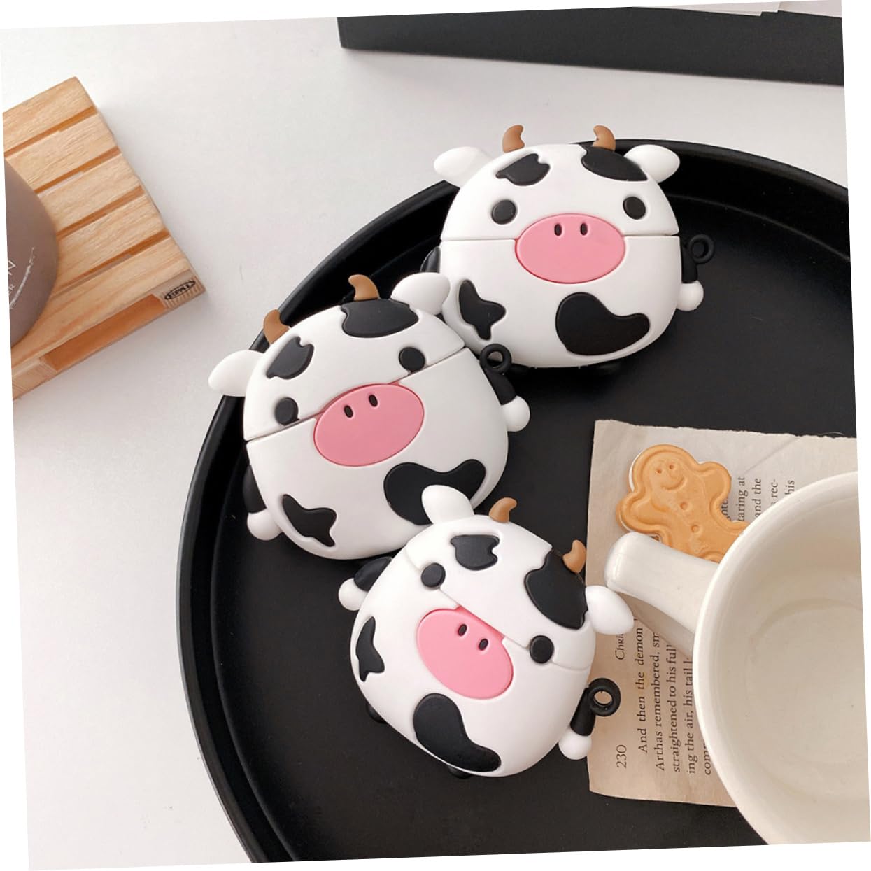 Artibetter 3-Pack Cow Print AirPods Case with Charging Port - Compatible with AirPods 1 & 2, Stylish & Portable Earphone Cover for Women & Men | Perfect for Travel, Gym & Daily Use