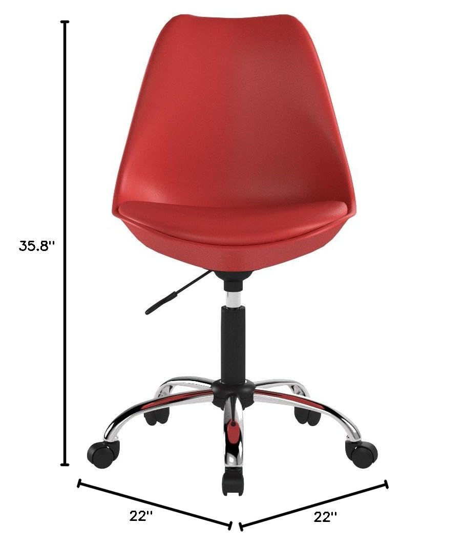 Hodedah Import Armless Office Chair with Seat Cushion - Ergonomic Comfort for Home & Workspace - Perfect for Small Spaces, Study Rooms, and Office Desks
