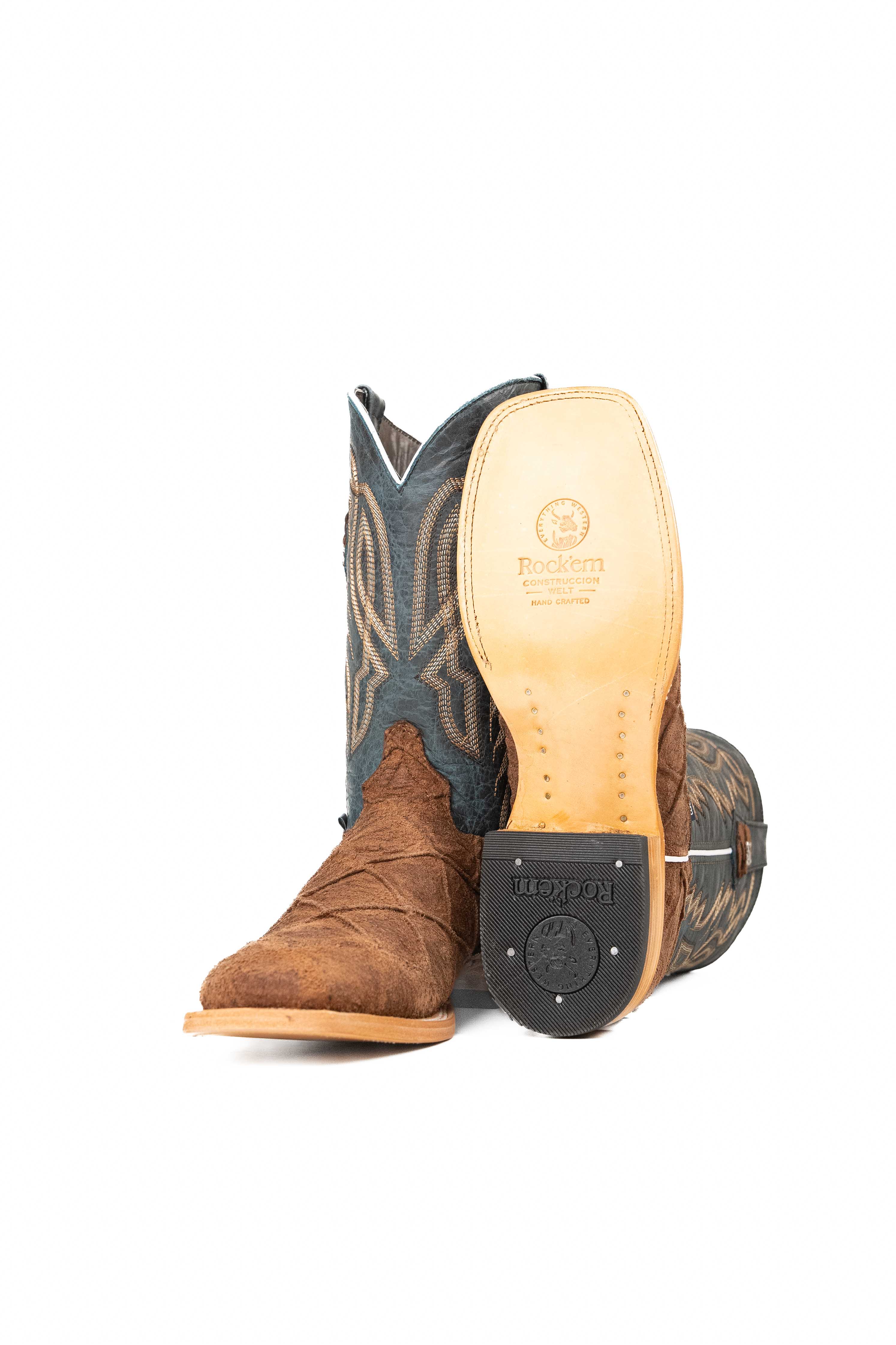 Renegade Big Bass Pirarucu Square Toe Cowboy Boots for Men - Western Style Leather Work Boots for Country Dancing, Rodeo & Outdoor Adventures