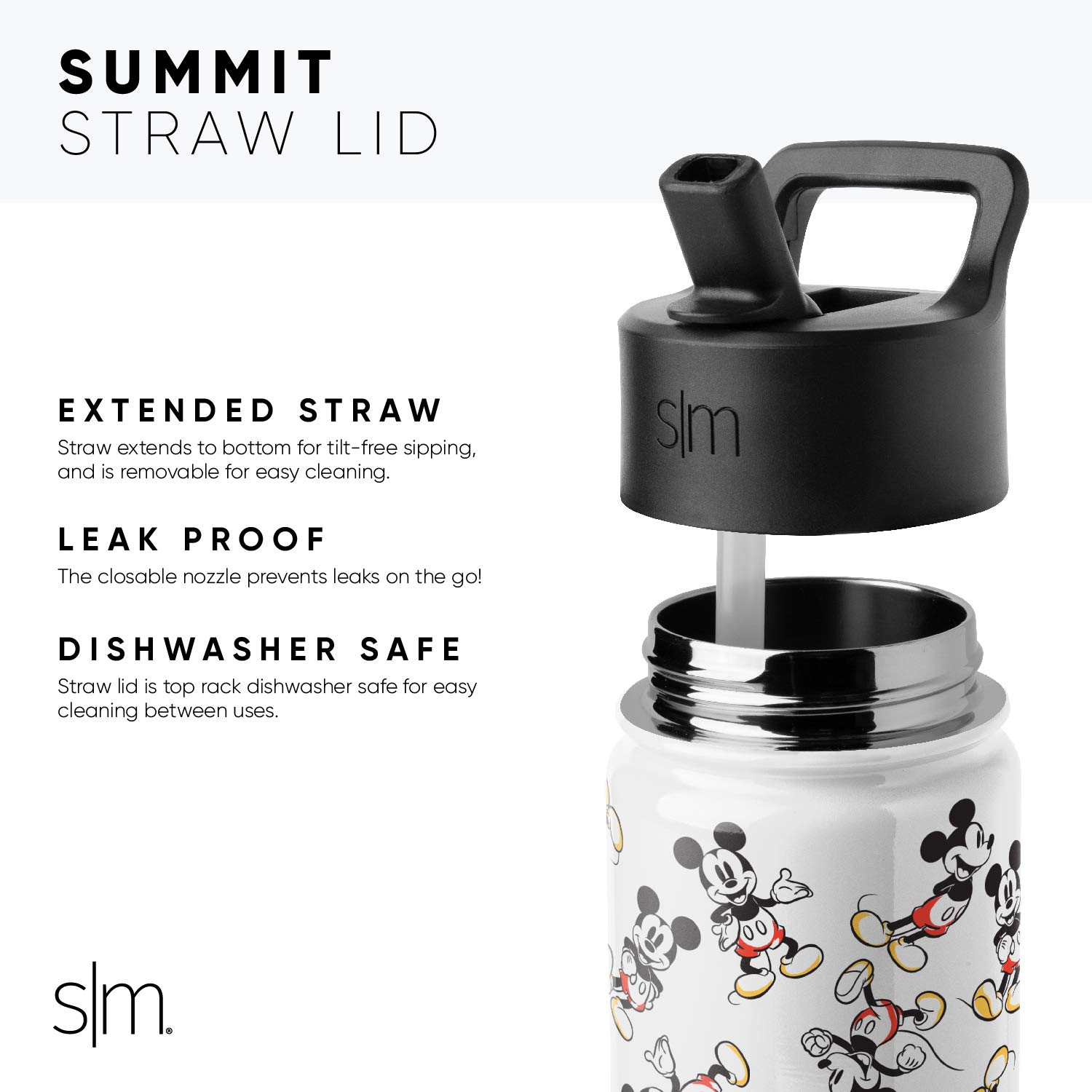 Simple Modern Disney Minnie Mouse Kids Water Bottle with Straw Lid - Insulated Stainless Steel Tumbler for Girls, School, Travel & Sports | Summit Collection | 14oz, Minnie Mouse Retro Design | BPA Free Reusable Drinkware for Children