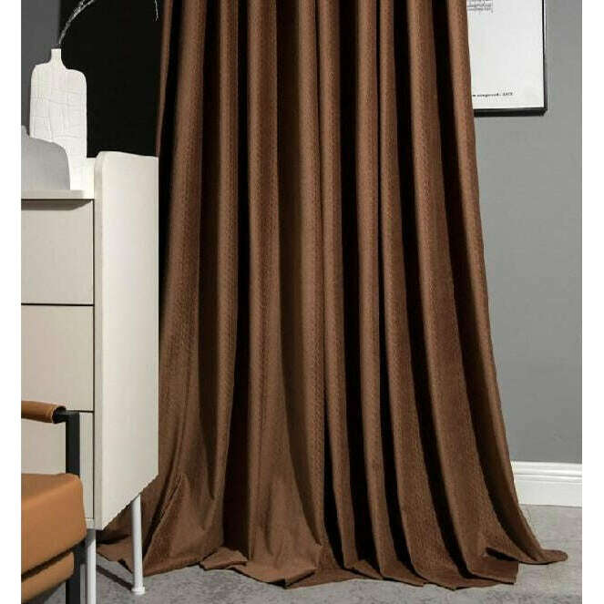 Taylor H. Luxury Jacquard Velvet Woven Design Curtains - Maple Brown - Elegant Window Treatments for Living Room, Bedroom & Home Decor