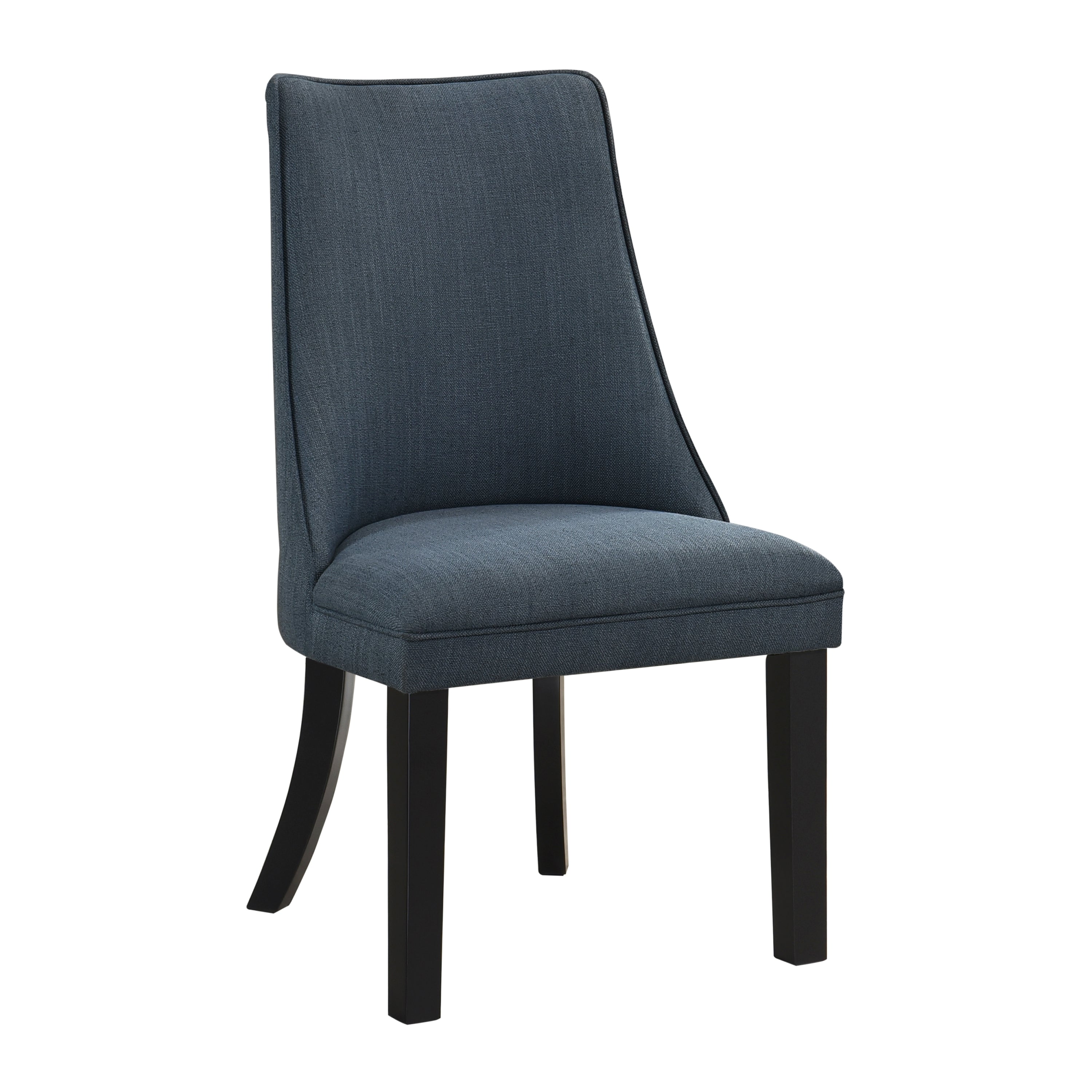 Modern Blue Textured Fabric Upholstered Dining Chairs Set of 2 with Dark Walnut Wooden Legs - Kitchen & Dining Room Furniture for Home Decor