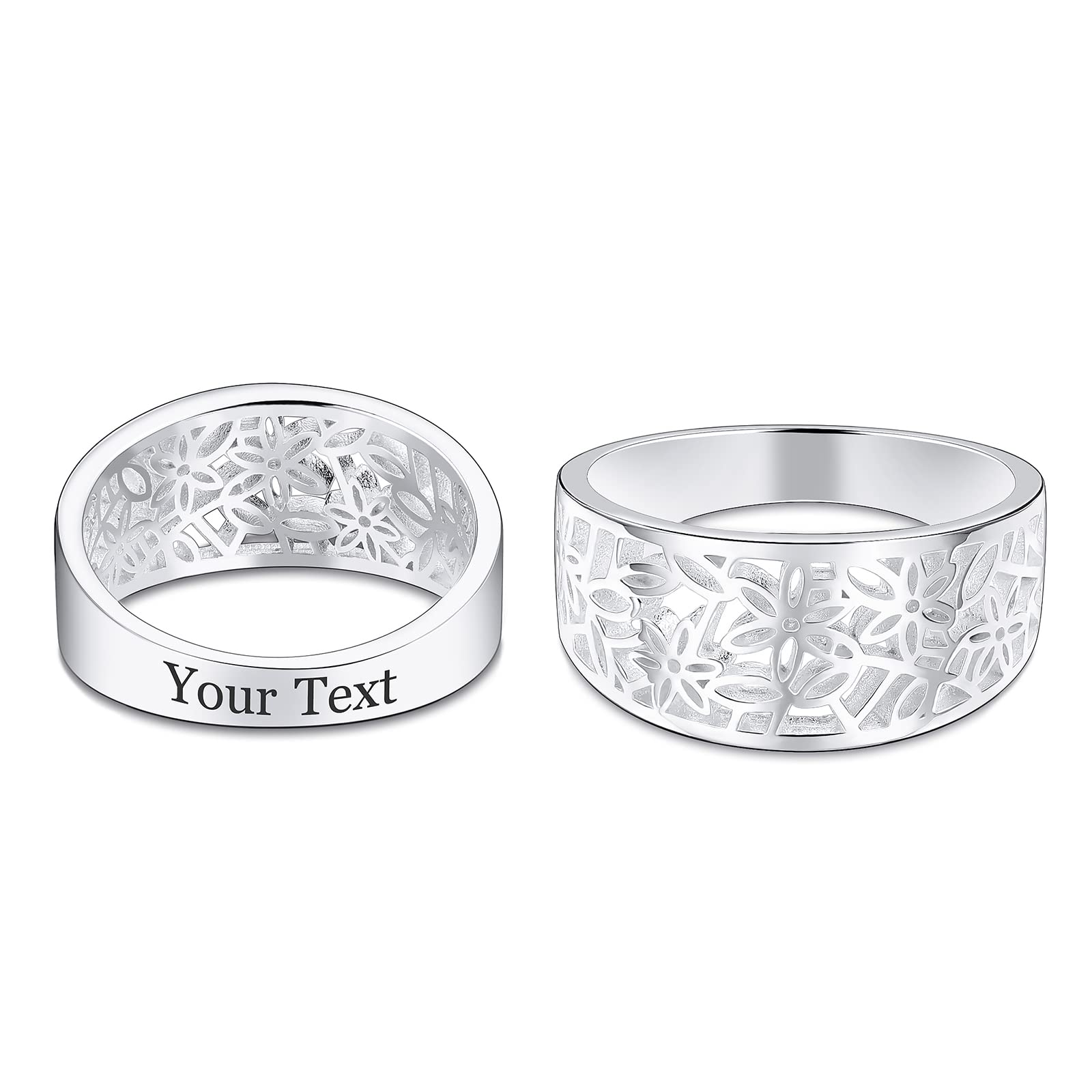 925 Sterling Silver Floral Leaf Filigree Rings for Women - Elegant Flower Pattern Jewelry for Engagement, Wedding, Promise, Mother's Day, Valentine's Day - Perfect Gift for Her, Sister, Wife, Girlfriend - Size 4-12 - Ideal for Romantic Occasions, Anniversaries & Special Celebrations