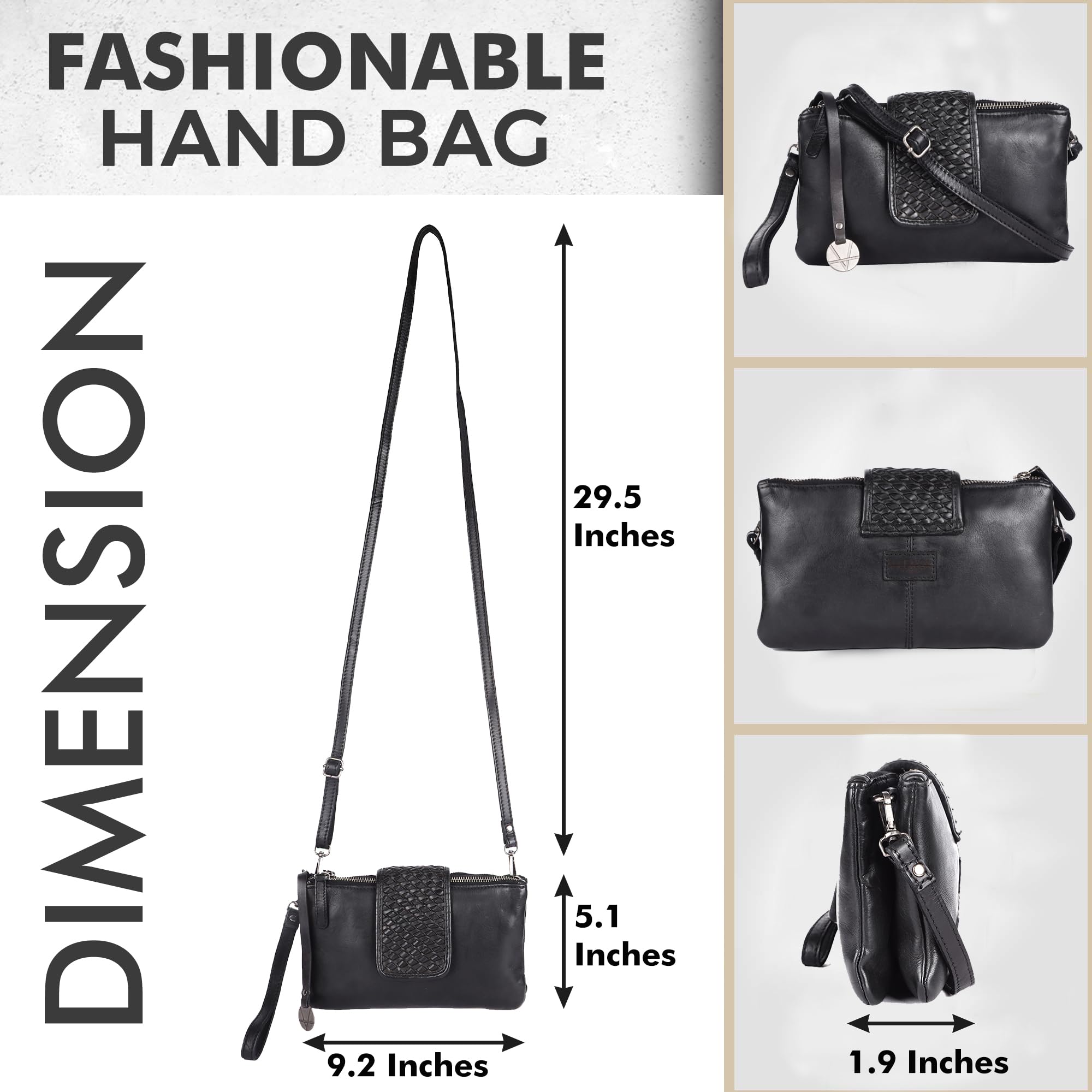 Genuine Leather Crossbody Sling Bag for Women - Adjustable Strap Fashion Shoulder Bag, Perfect for Work, Travel & Everyday Use