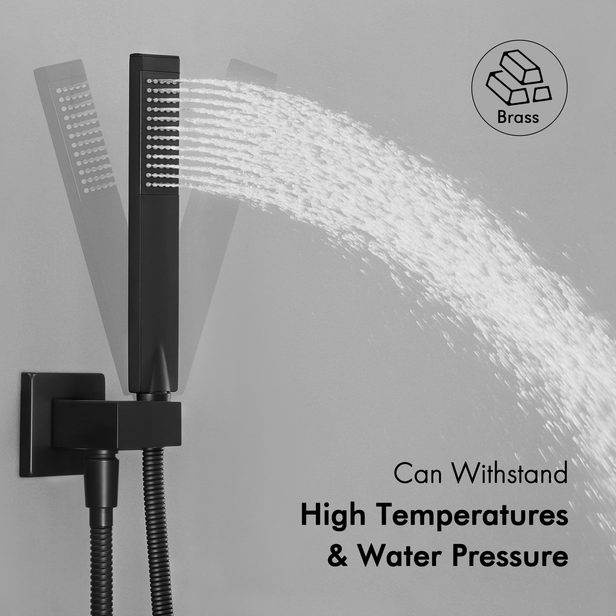 KES 12 Inch Rainfall Shower System - Matte Black Ceiling Mount Shower Head with Handheld Spray, Valve & Trim Kit (Model XB6235S12-BK) for Luxurious Spa-Like Bathroom Experience