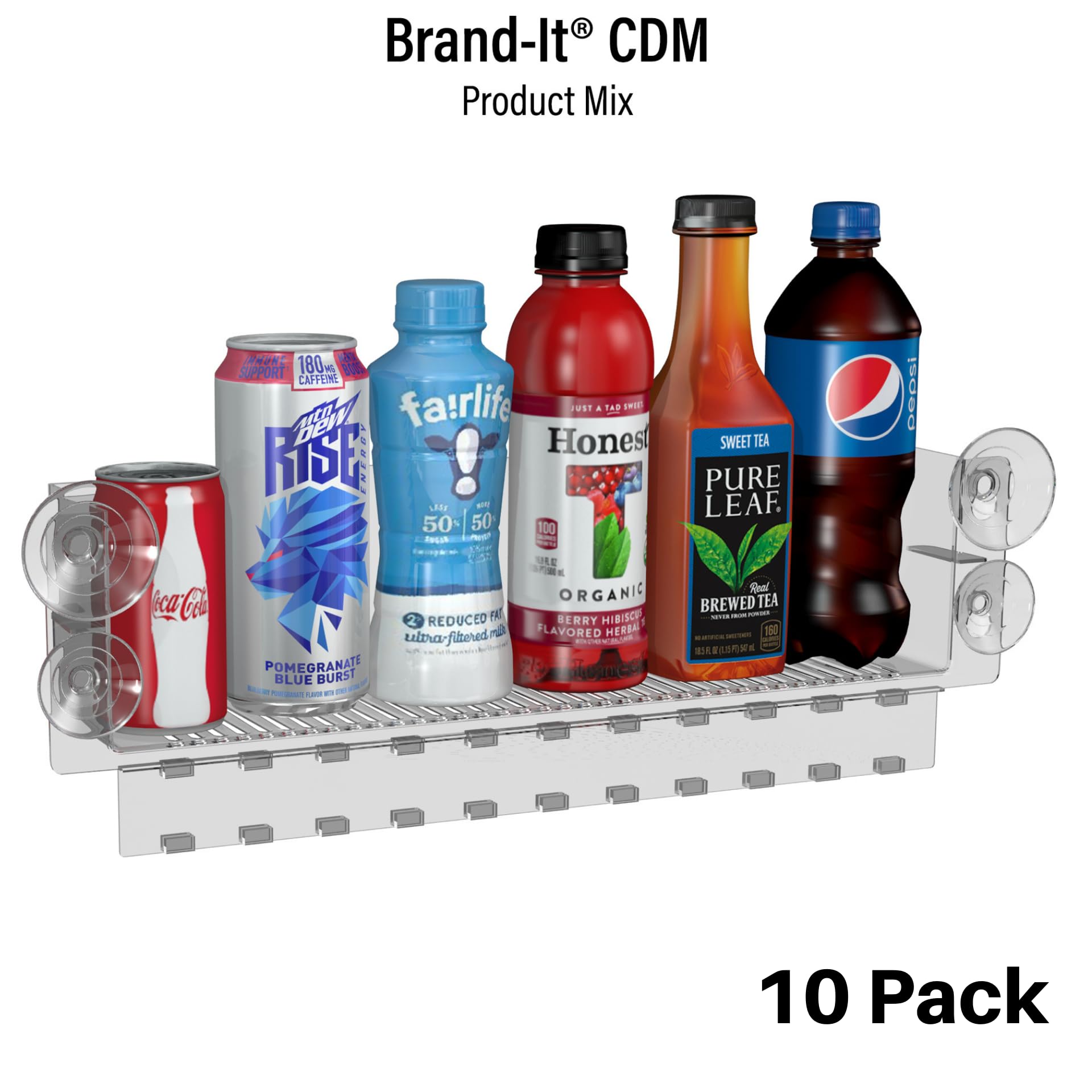 Refrigerator Organizers & Storage Bins - 10-Pack Soda Can & Drink Organizer for Glass Door Fridge - Space Saving Kitchen Accessories for Beverage, Beer, Juice & Condiment Storage