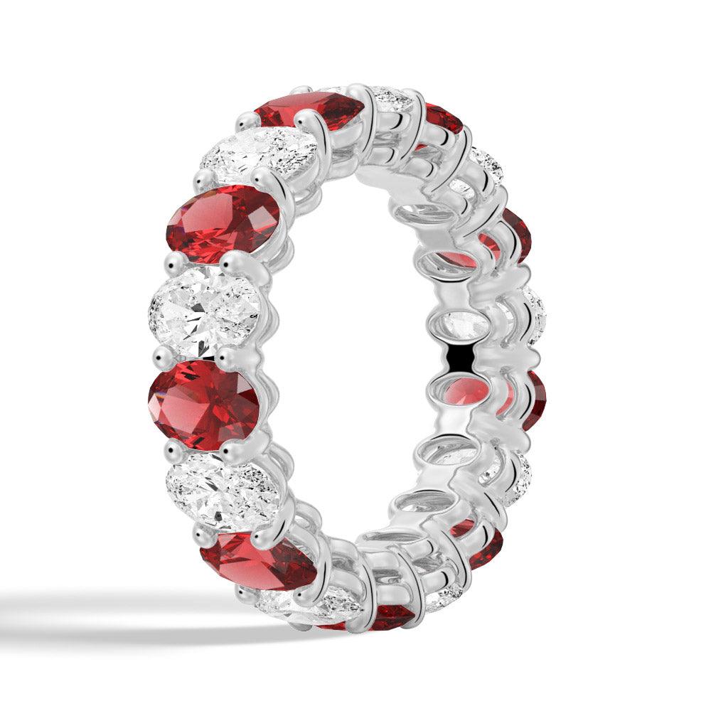 6.6 CT Lab-Created White Sapphire & Ruby Gemstone Ring for Women - Elegant Wedding, Engagement, Anniversary Jewelry Gift