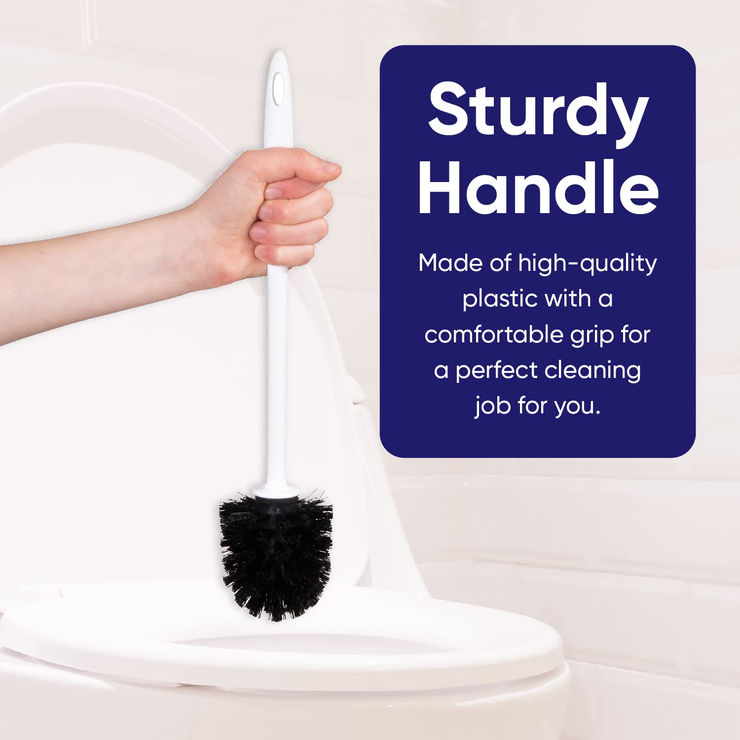 White Toilet Brush and Holder Set - Scrubbing Wand with Storage Caddy for Easy Bathroom Cleaning | Bathroom Essentials, Toilet Bowl Cleaner, Home Cleaning Supplies (Perfect for Bathrooms, Kitchens, RVs & Camping)