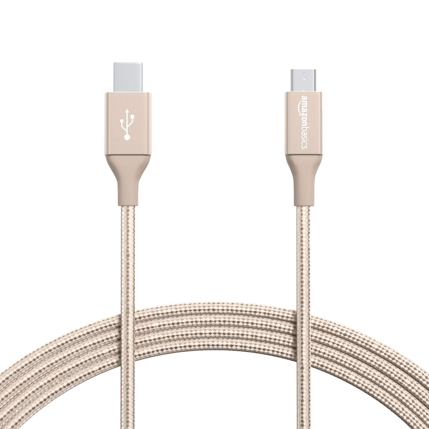 Amazon Basics Double Braided Nylon USB Type-C to Micro-B 2.0 Charging Cable - 10ft Gold-Plated Connector | Fast Charging & Data Sync for Android Phones, Tablets, Power Banks | Durable for Home, Office & Travel Use