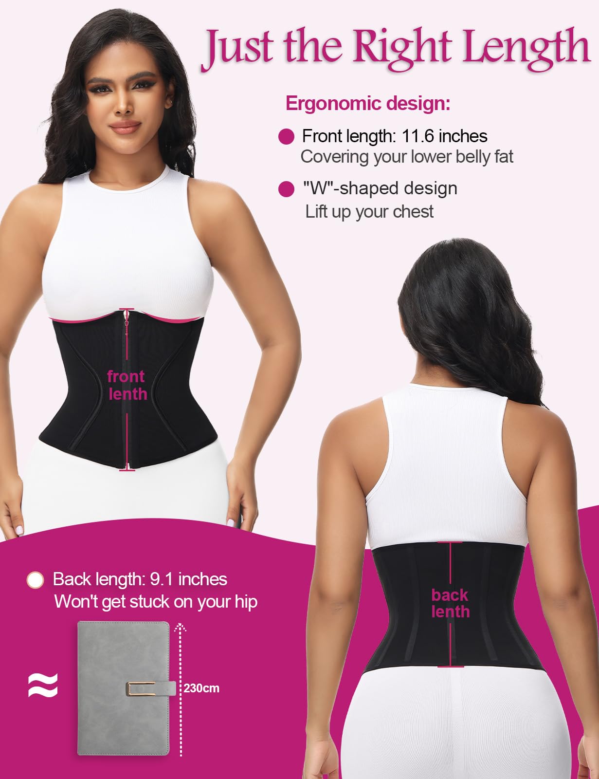 SHAPSHE Women's Waist Trainer Corset - Tummy Control Shapewear for Short Torso, Workout Waist Cincher & Hourglass Body Shaper - Perfect for Gym, Postpartum Recovery & Everyday Slimming