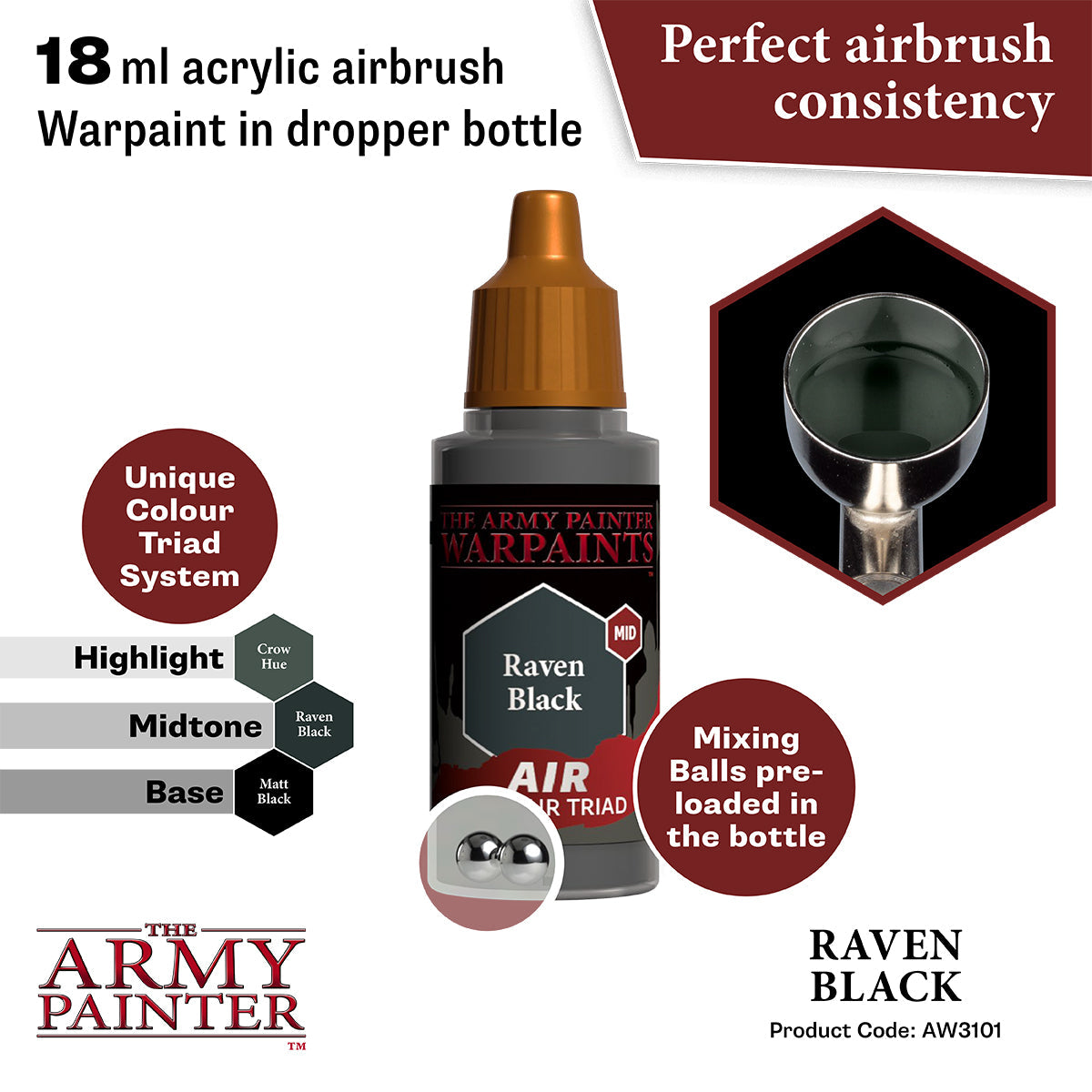 Warpaints Air: Premium Raven Black Face & Body Paint - Perfect for Halloween, Cosplay & Theatrical Makeup