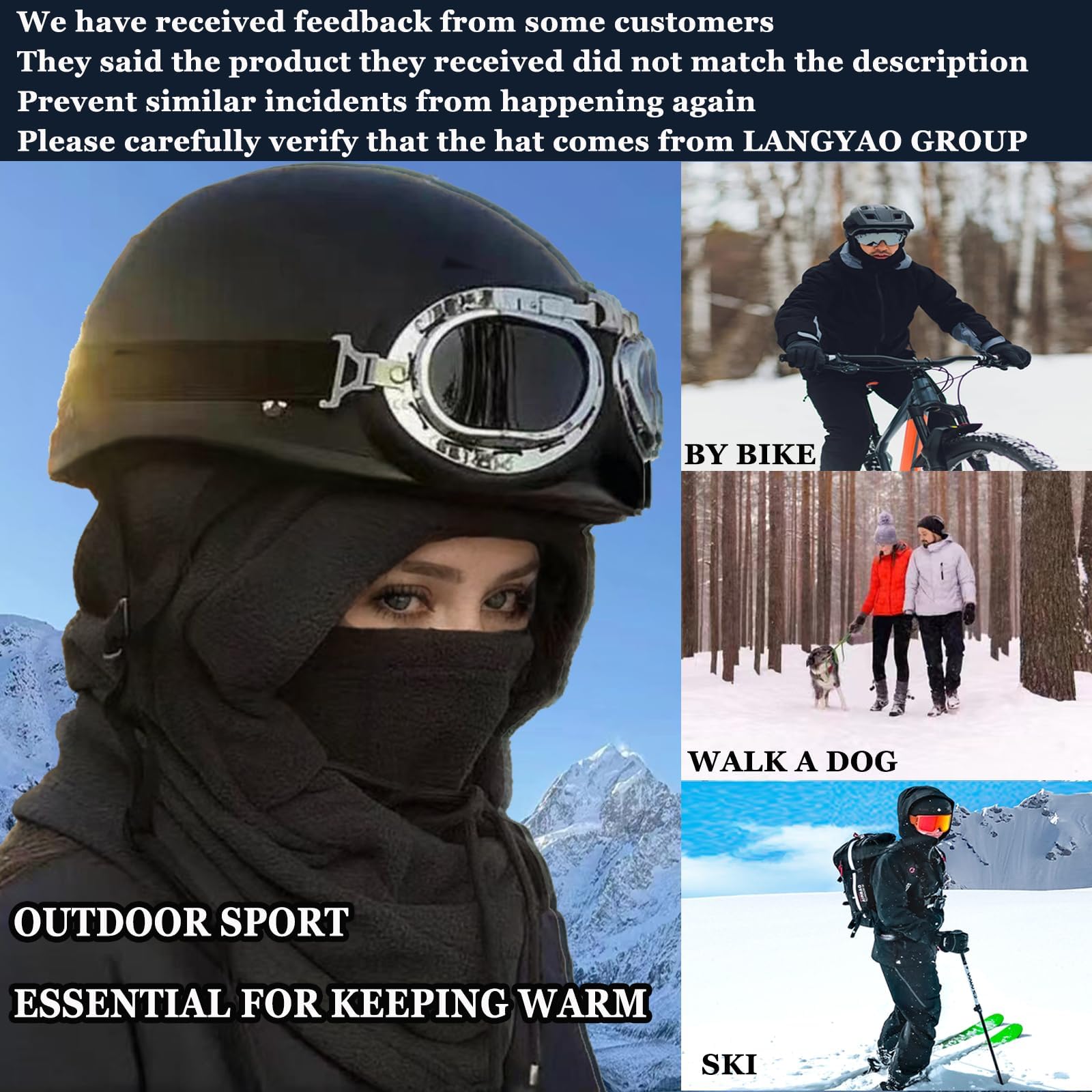 Balaclava Face Mask for Men & Women - Windproof Ski Mask for Winter, Cold Weather Cycling & Outdoor Activities - Neck Warmer for Running, Hiking & Snow Sports