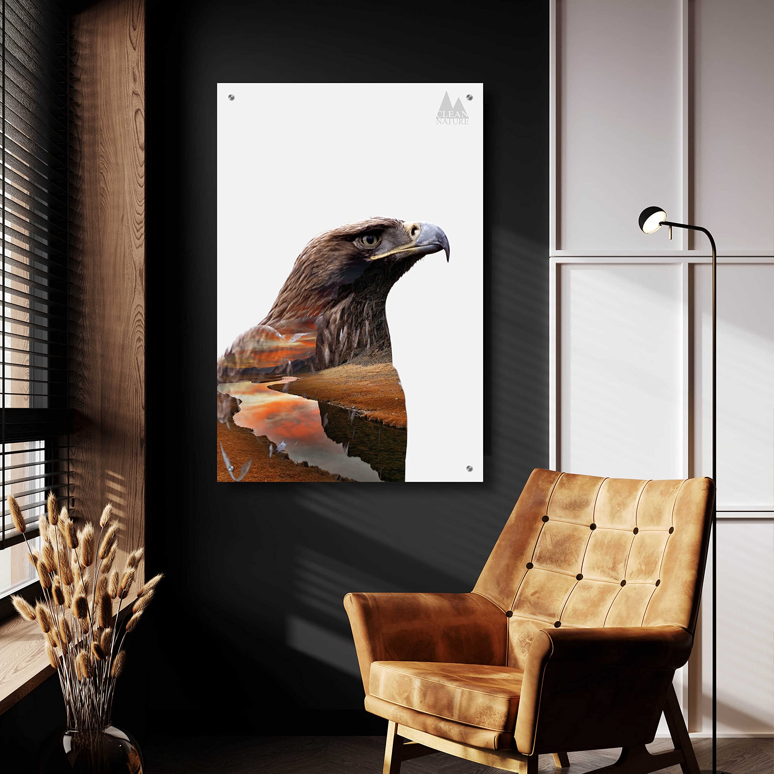 Epic Eagle Acrylic Glass Wall Art by Clean Nature - 24x36 Inches, Modern Home Decor for Living Room, Bedroom & Office - Durable & Vibrant Print