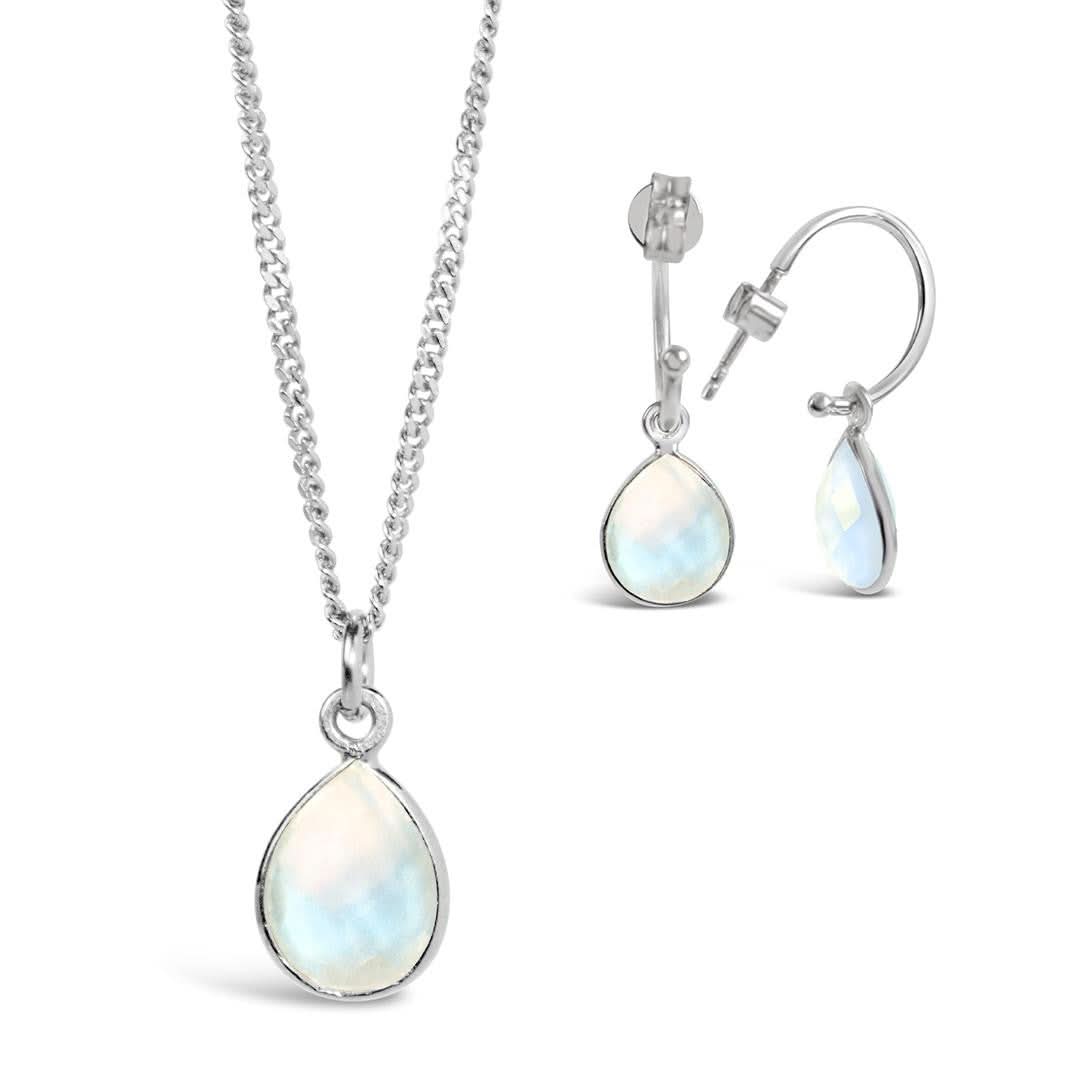 Moonstone Drop Hoop Earrings in Sterling Silver | June Birthstone Jewelry for Women | Perfect for Weddings, Parties & Everyday Wear