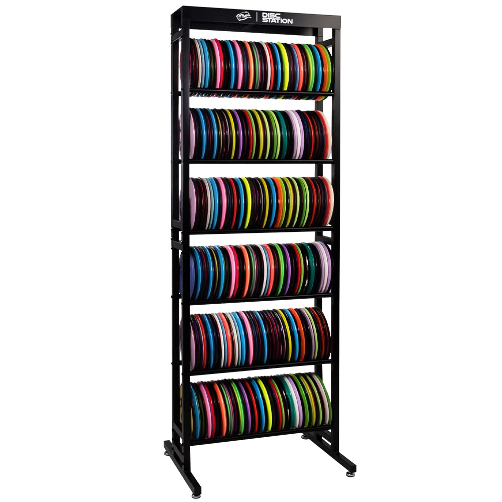 MVP Disc Sports Disc Storage Rack - 6 Shelf Organizer for Frisbee Golf Discs | Perfect for Home, Backyard & Disc Golf Course Organization