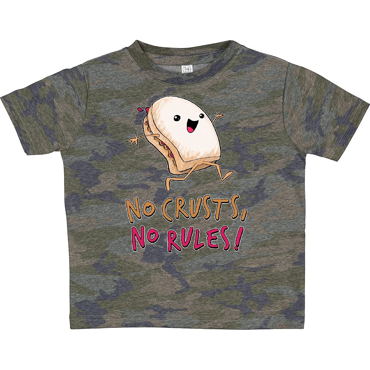 Inktastic Funny PB&J Sandwich Graphic Toddler T-Shirt - No Crusts No Rules Design for Boys & Girls - Perfect for Playdates, Daycare & Casual Wear