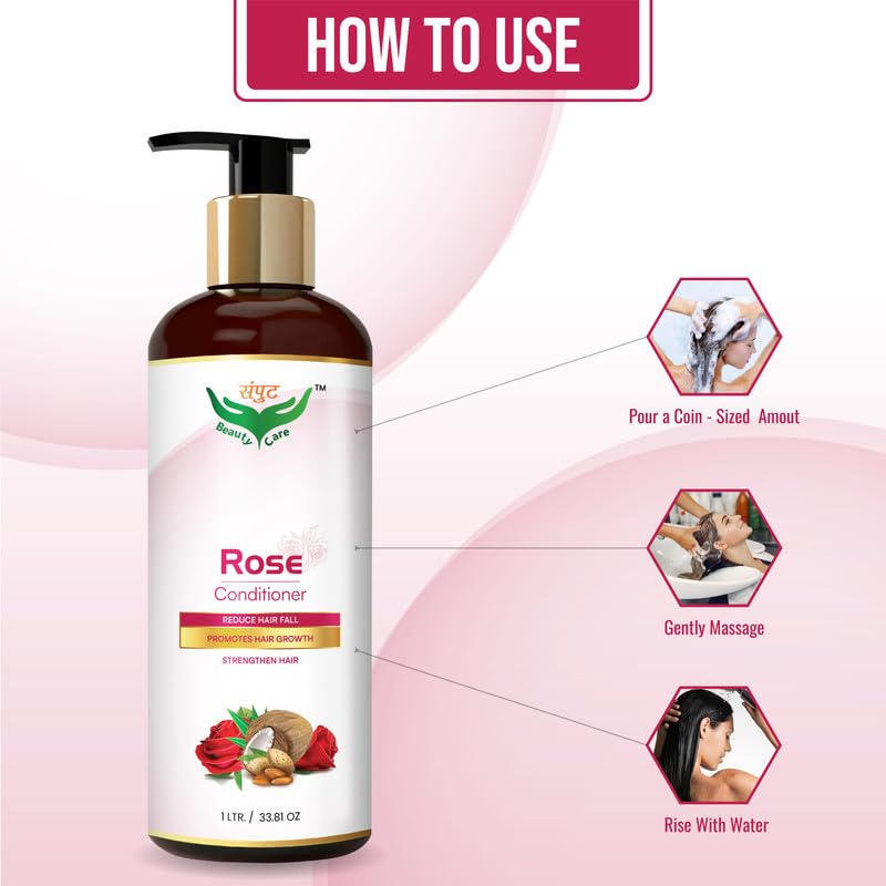 Rose Hair Conditioner for Oily Hair - Reduces Excess Oil & Promotes Hair Growth - Strengthens & Nourishes Hair - Perfect for Daily Hair Care & Scalp Health