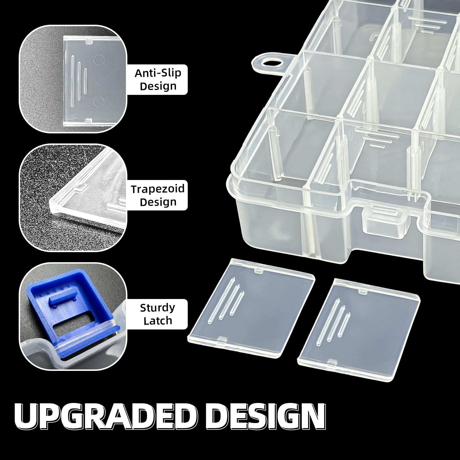 DUOFIRE 34-Grid Plastic Storage Organizer Box with Adjustable Dividers - Jewelry Beads, Earrings, Fishing Hooks & Small Accessories Container (White, Set of 4) - Perfect for Crafting, DIY Projects & Home Organization