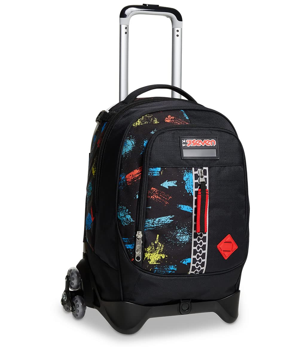 Zaino Trolley 3 Ruote Jet Black - Durable Travel Backpack for Kids & Teens