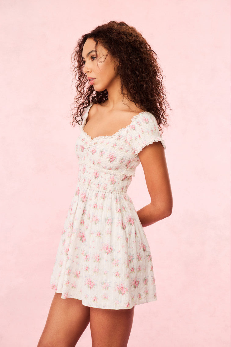 Siona Women's Floral Print Mini Dress - Soft Cotton Summer Dress for Casual Outings, Beach Vacations & Date Nights
