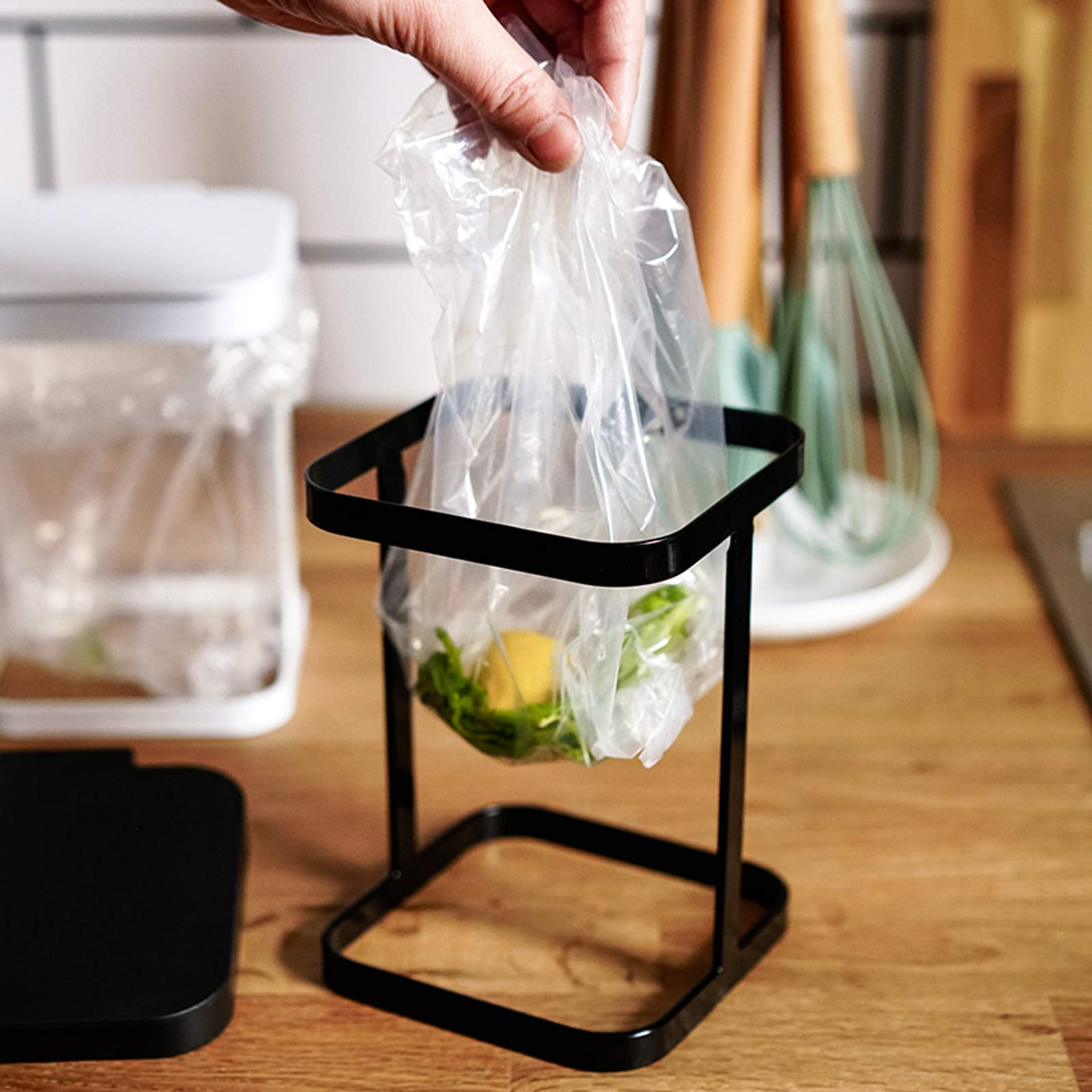 Mini Trash Can with Lid - Small Metal Wastebasket for Desk, Countertop, Kitchen, Bathroom, Living Room & Office - Includes Roll of Trash Bags - Perfect for Home, Office & Workspace Organization