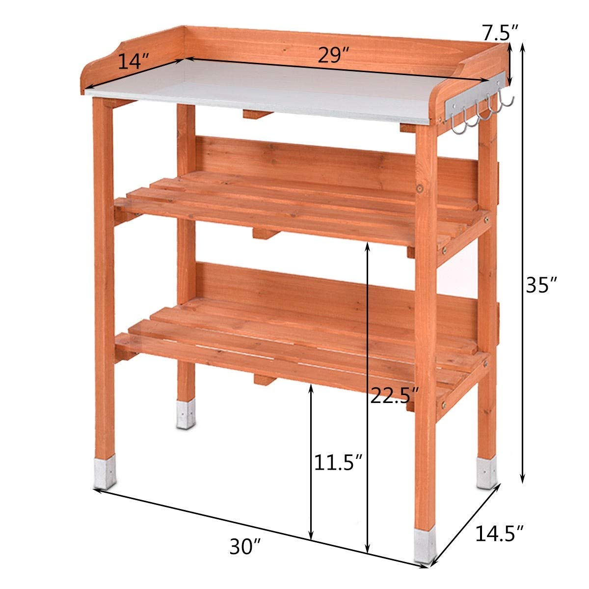 Sturdy Solid Wood Outdoor Garden Potting Bench with Shelves - Heavy Duty Planting Workstation for Gardening, Potting, and Organizing Tools - Perfect for Backyard, Greenhouse, and DIY Projects (Series 3)