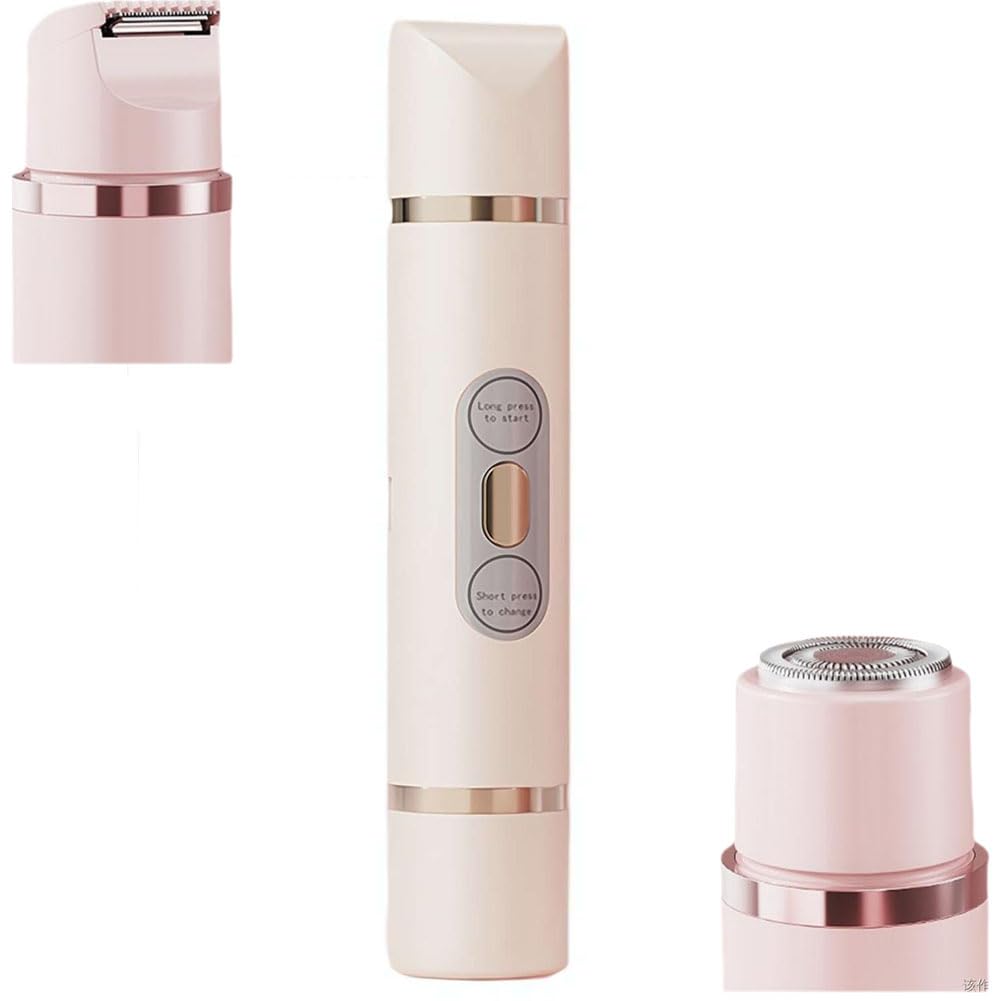 Dual Head Electric Shaver for Women - 2-in-1 Wet/Dry USB Rechargeable Body Hair Trimmer - Smooth Bikini & Leg Shaving at Home & Travel (Beige) | Perfect for Quick Hair Removal & Grooming