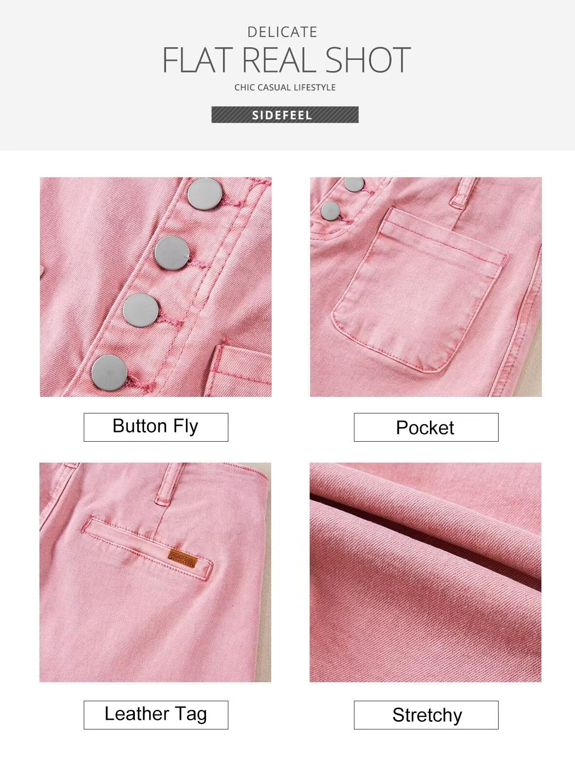 Sidefeel Women's High Waisted Stretchy Denim Shorts with Button Fly | Summer 2025 Fashion | Perfect for Casual Outings, Beach Trips & Street Style