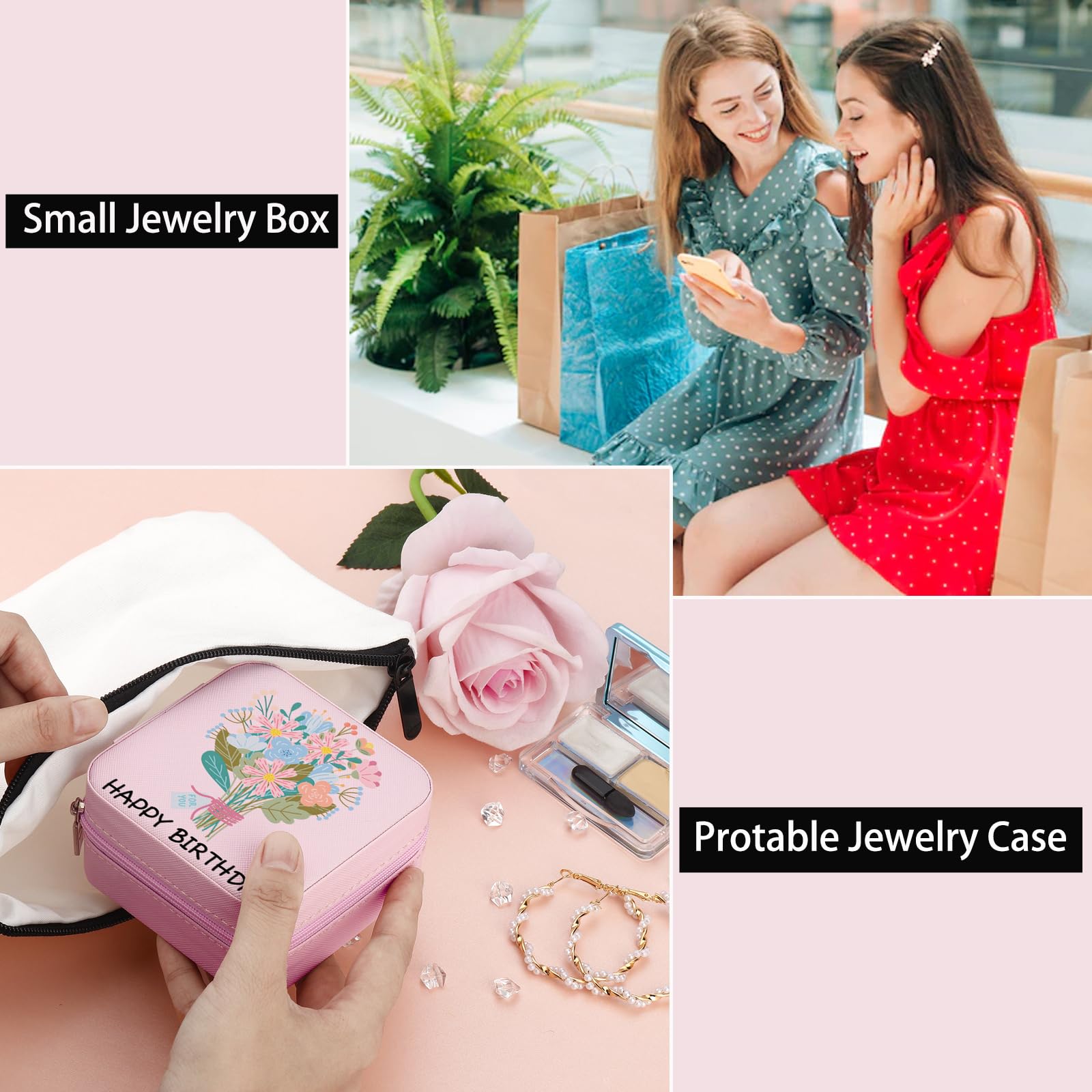 Elegant Travel Jewelry Box Organizer - Perfect Birthday Gift for Daughter, Girls & Women - Compact Jewelry Holder for Necklaces, Rings & Earrings - Ideal for Travel, Home Storage & Special Occasions