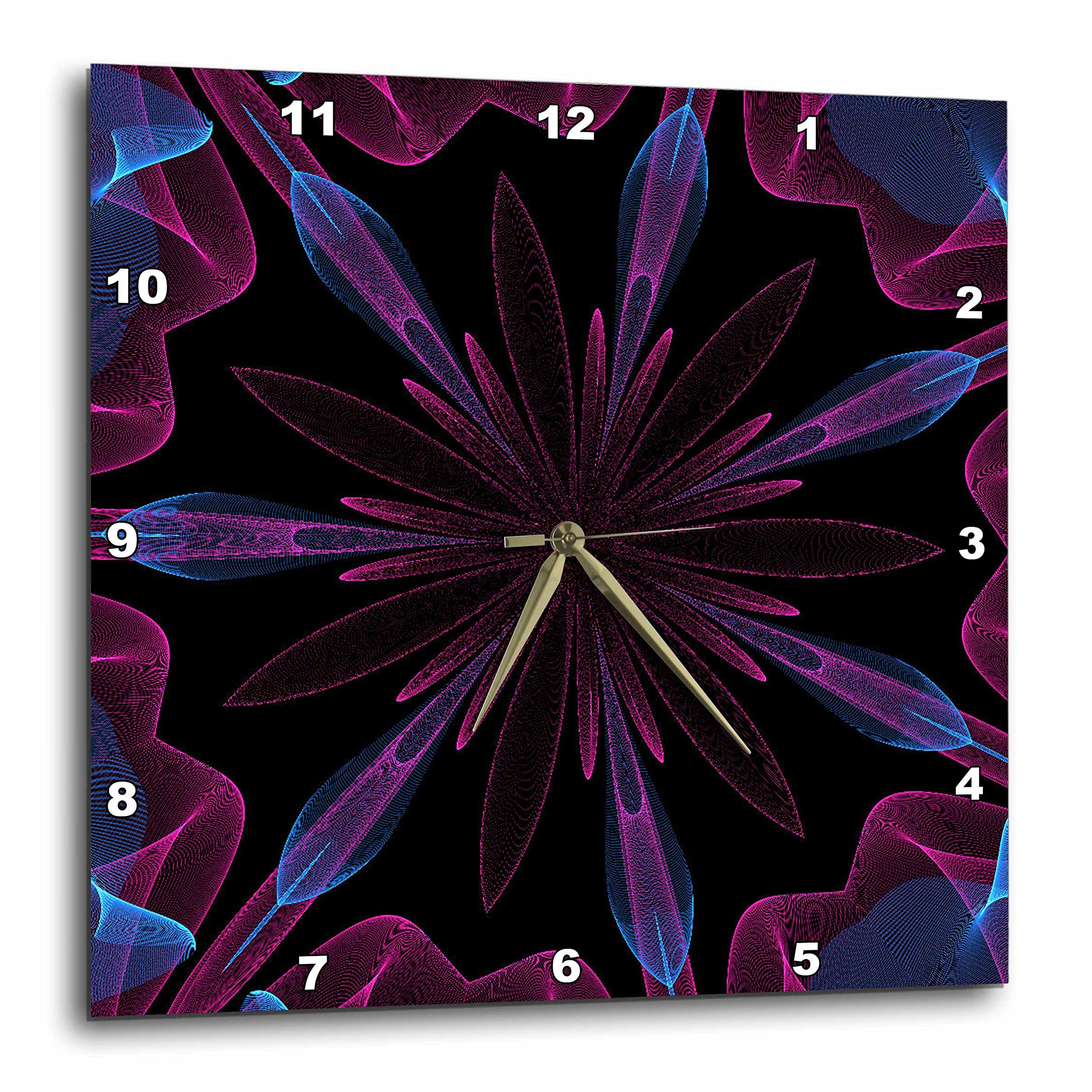 3D Rose Abstract Blue Purple Pink Ribbon Gem Wall Clock - 10x10 Inch Modern Home Decor for Living Room, Bedroom, Office | Unique Gift Idea for Housewarming, Birthday, Anniversary