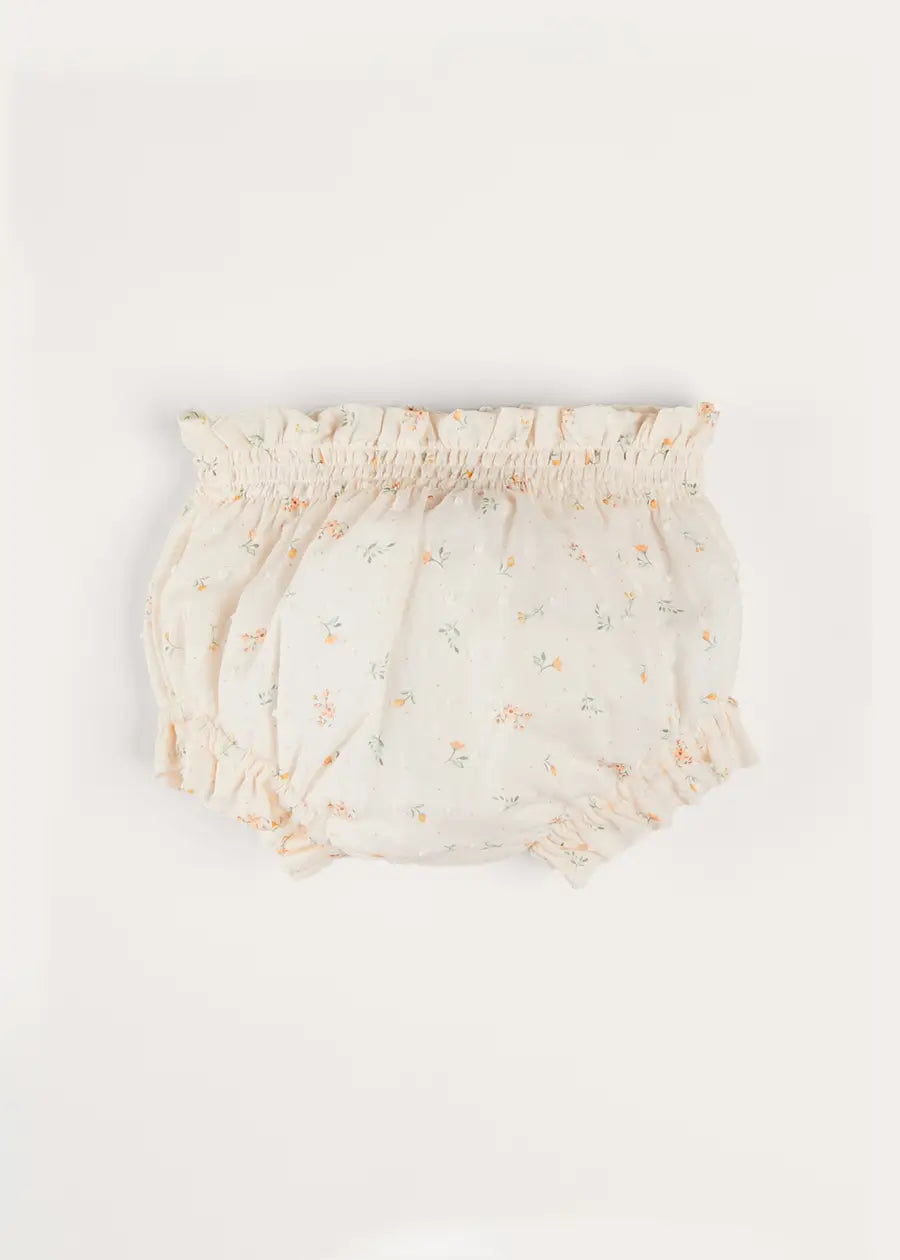 Esme Floral Bow Detail White Baby Bloomers 1-12 Months | Soft Cotton Bloomers for Newborns & Infants | Perfect for Photoshoots, Special Occasions & Everyday Wear