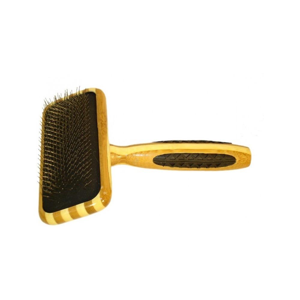 Premium Bamboo Slicker Brush for Dogs & Cats - Gentle Detangling & Deshedding Tool - Perfect for Grooming Long & Short Haired Pets at Home or Professional Use