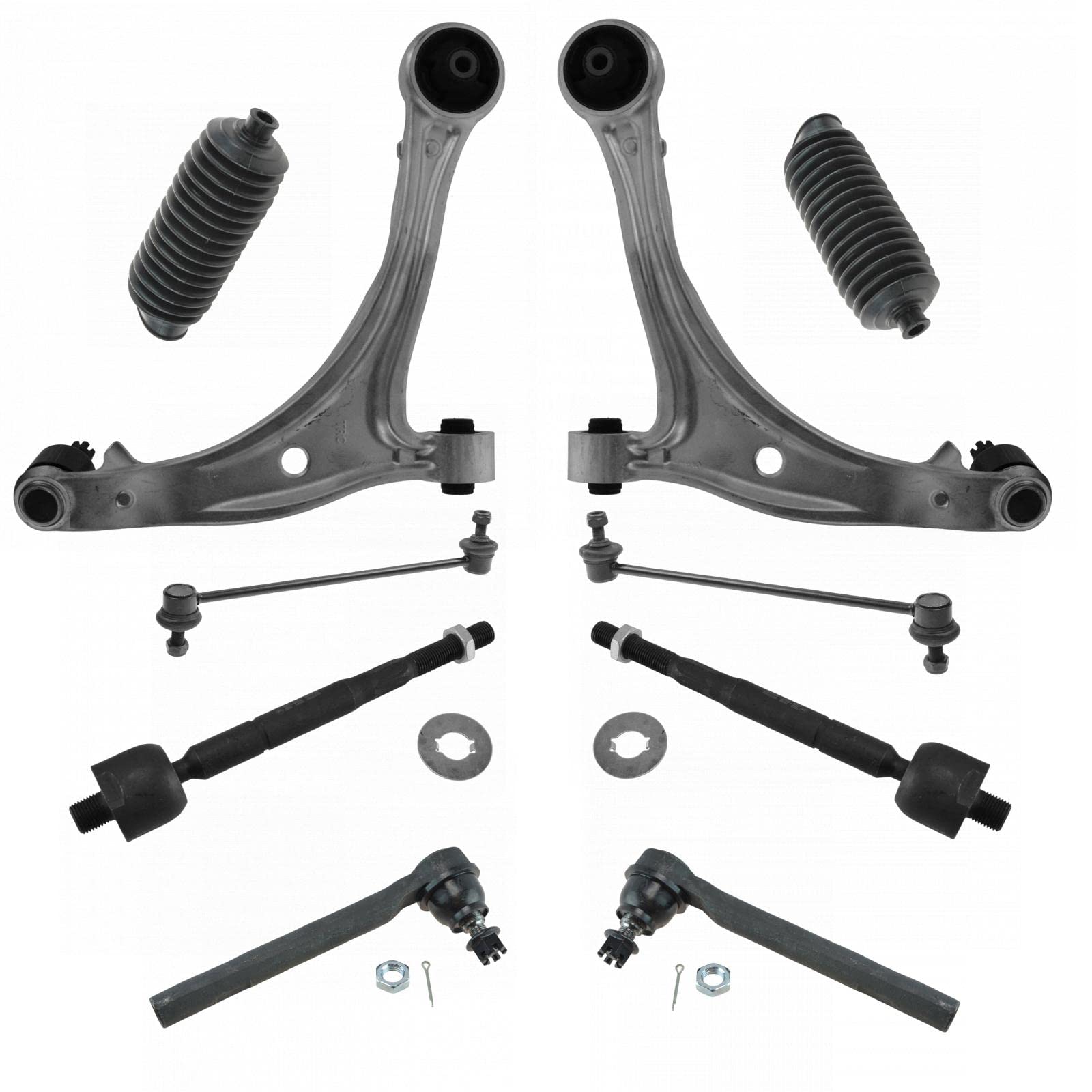 TRQ Front Steering & Suspension Kit for 2007-2010 Honda Odyssey - Control Arm with Ball Joint, Steering Rack & Pinion, Bellow, Sway Bar Stabilizer Link, Tie Rod - Improve Ride Comfort & Handling for Family Road Trips & Daily Commutes