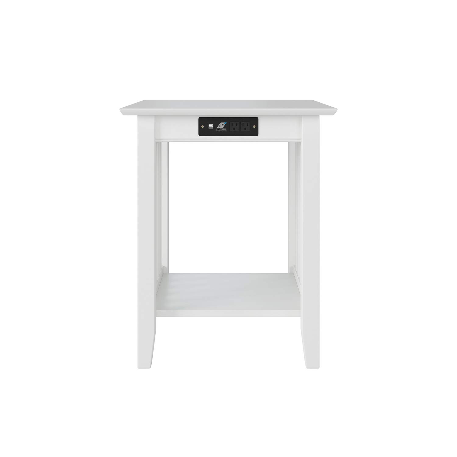 AFI Mission Printer Stand with Charging Station - Adjustable Height Computer Desk Organizer with USB Ports, White - Perfect for Home Office & Workspace Organization
