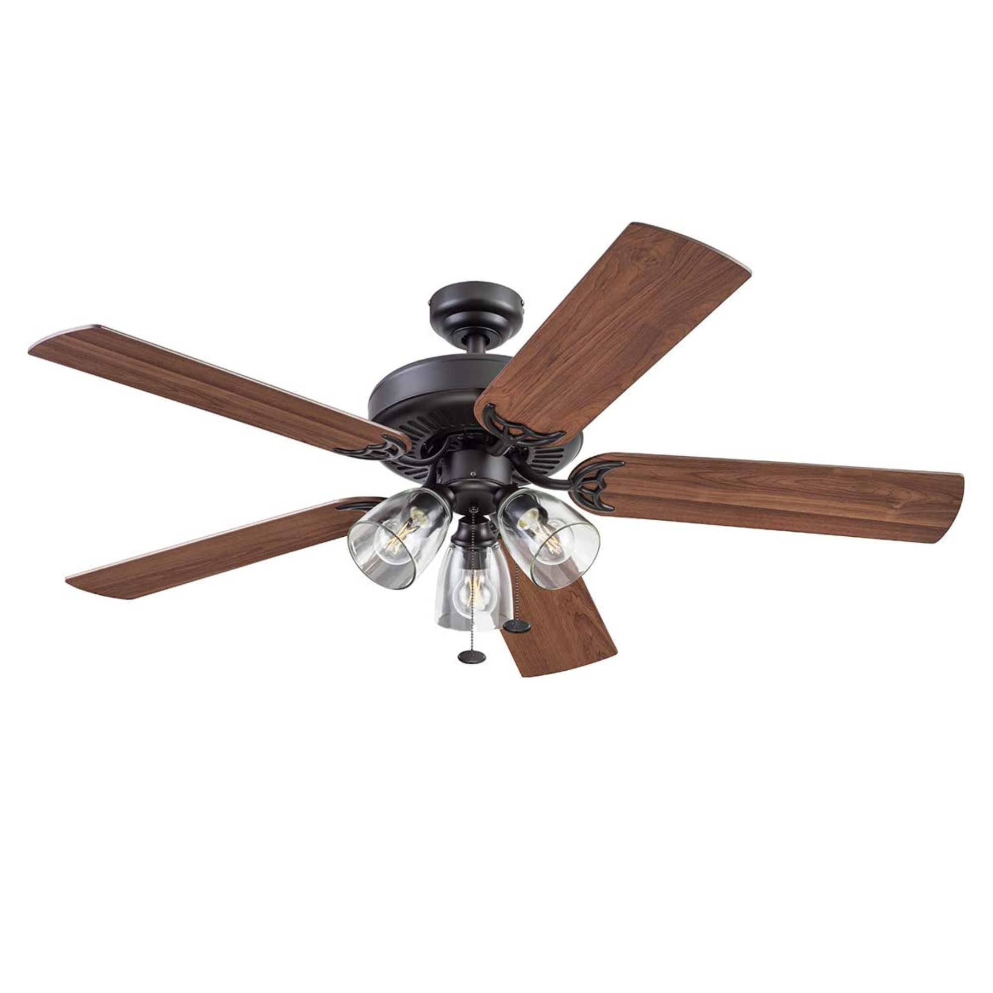 52 Inch Saybrook Espresso Bronze Ceiling Fan with Pull Chain - Modern Indoor Ceiling Fan for Living Room, Bedroom, and Office