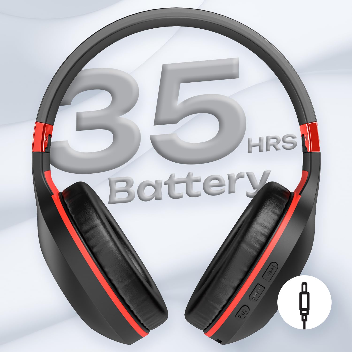 PowerLocus Wireless Over-Ear Bluetooth Headphones with Hi-Fi Stereo & Deep Bass, Foldable Design with Soft Earmuffs & Built-in Mic - Wireless/Wired Headset for Phone, Tablet, PC - Perfect for Gaming, Travel & Office Use