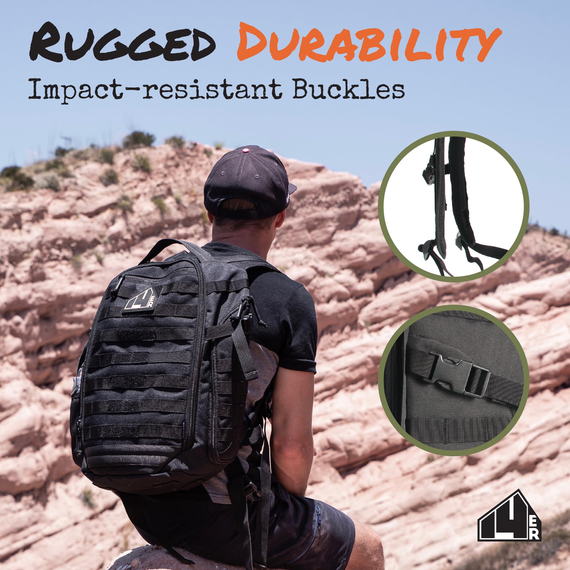 **35L Tactical Backpack for Men - Military MOLLE Rucksack with PALS Webbing | 3-Day Bug Out Army Backpack for Hiking, Survival & EDC | Durable Black Tactical Gear for Outdoor Adventures & Travel**
