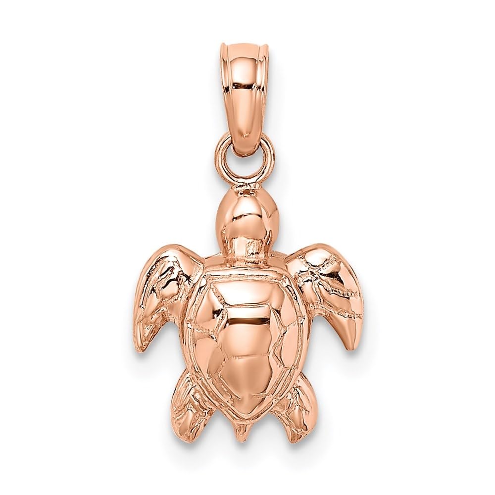 14K Gold Textured Mini Sea Turtle Charm Pendant - Handmade Jewelry for Women, Dainty Necklace Gift for Her - Perfect for Beach Vacations, Summer Outfits & Boho Style