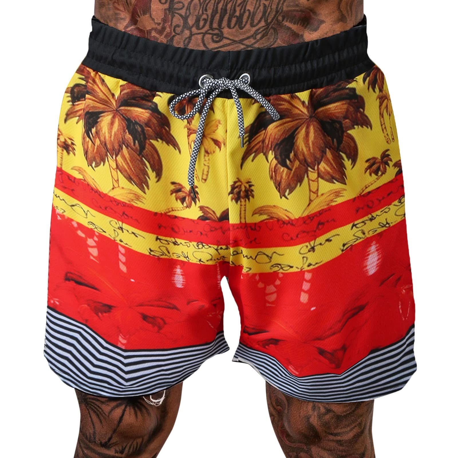 Men's Swim Shorts - Spring & Summer Loose Fit Casual Beach Shorts with Fashion Print & Lace Up Design for Outdoor Sports & Streetwear | Perfect for Swimming, Surfing, and Summer Vacations