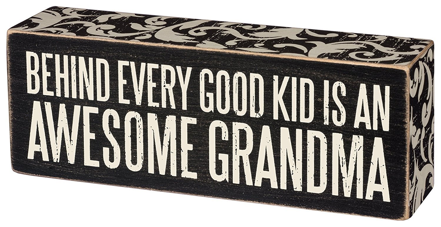 Awesome Grandma Wooden Sign by Primitives by Kathy - Rustic Home Decor for Grandparents Day, Mother's Day & Family Gifts
