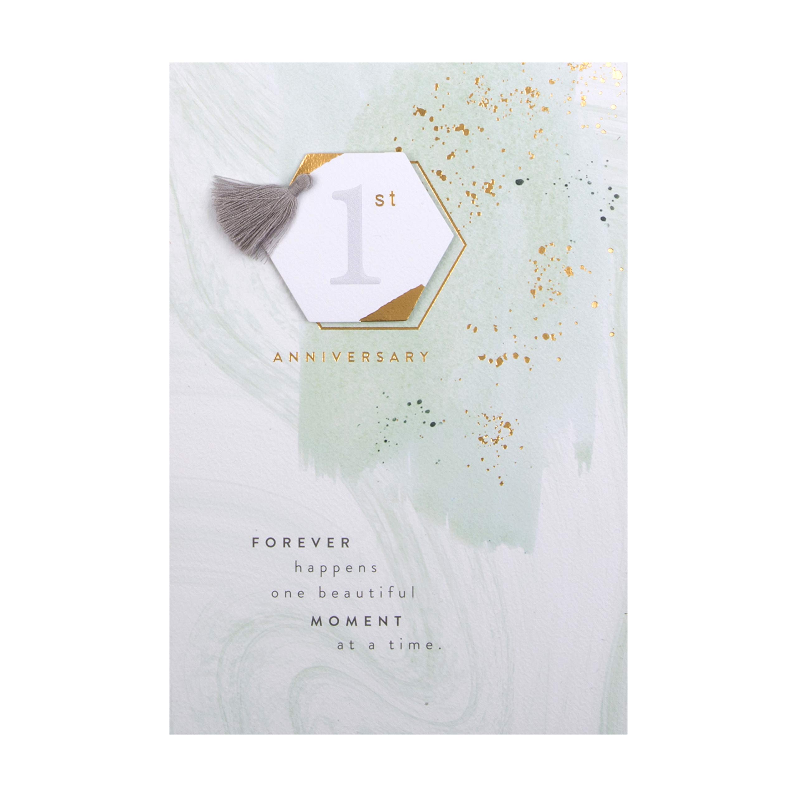 Hallmark 1st Wedding Anniversary Card - Elegant 3D Tag Design for Couples | Perfect Gift for First Year Celebration, Romantic Keepsake