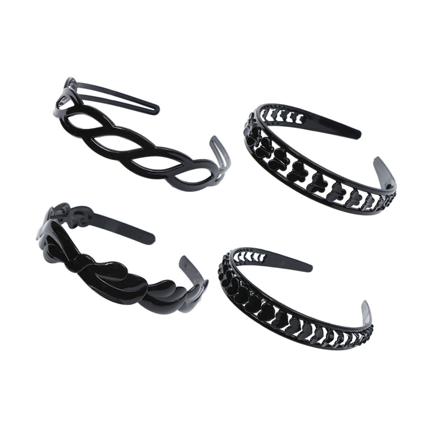 STAHAD 8-Pack Women's Fashion Headbands - Wide Hair Hoops with Hard Teeth, Stylish Hollow Heart Design for Makeup, Washing & Daily Use - Black Creative Hair Accessories for Women