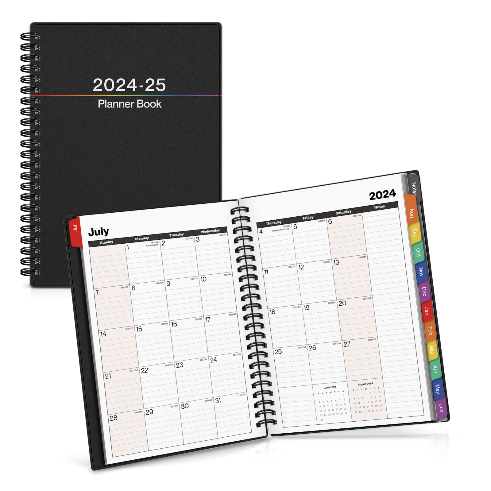 Dunwell 2024-2025 Weekly & Monthly Planner (6x8.25 Inches) - Colorful Small Day Planner with Monthly Tabs, July 2024 to June 2025 - Perfect for Students, Professionals & Personal Organization | 8 x 6 Agenda Book for Work, School & Daily Planning